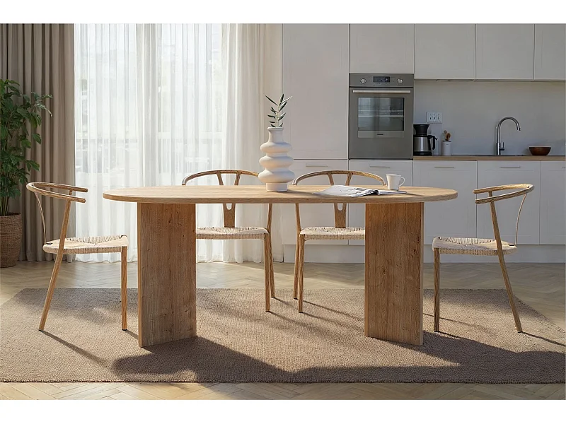 Table à manger en bois "Sablin" 180 x 90 x 75 cm - Chêne saphir