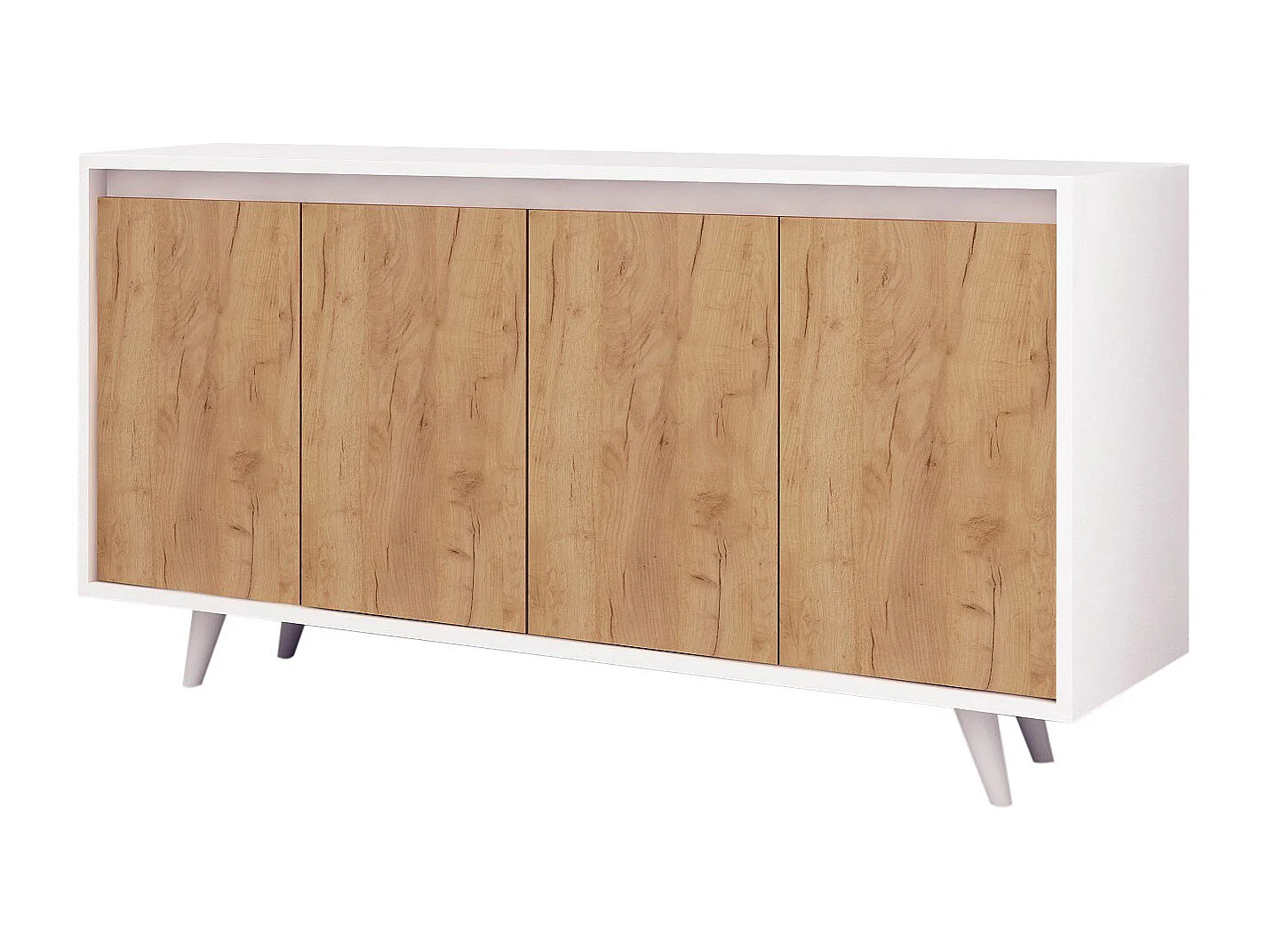 "Nossa" Träbuffé - Skandinavisk stil - Brun - 140 x 40 x 86 cm - Väggmonterbar - 4 hyllor