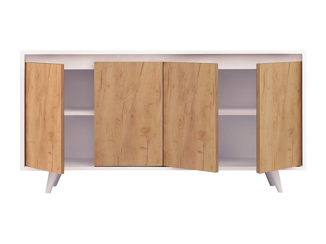 "Nossa" Träbuffé - Skandinavisk stil - Brun - 140 x 40 x 86 cm - Väggmonterbar - 4 hyllor