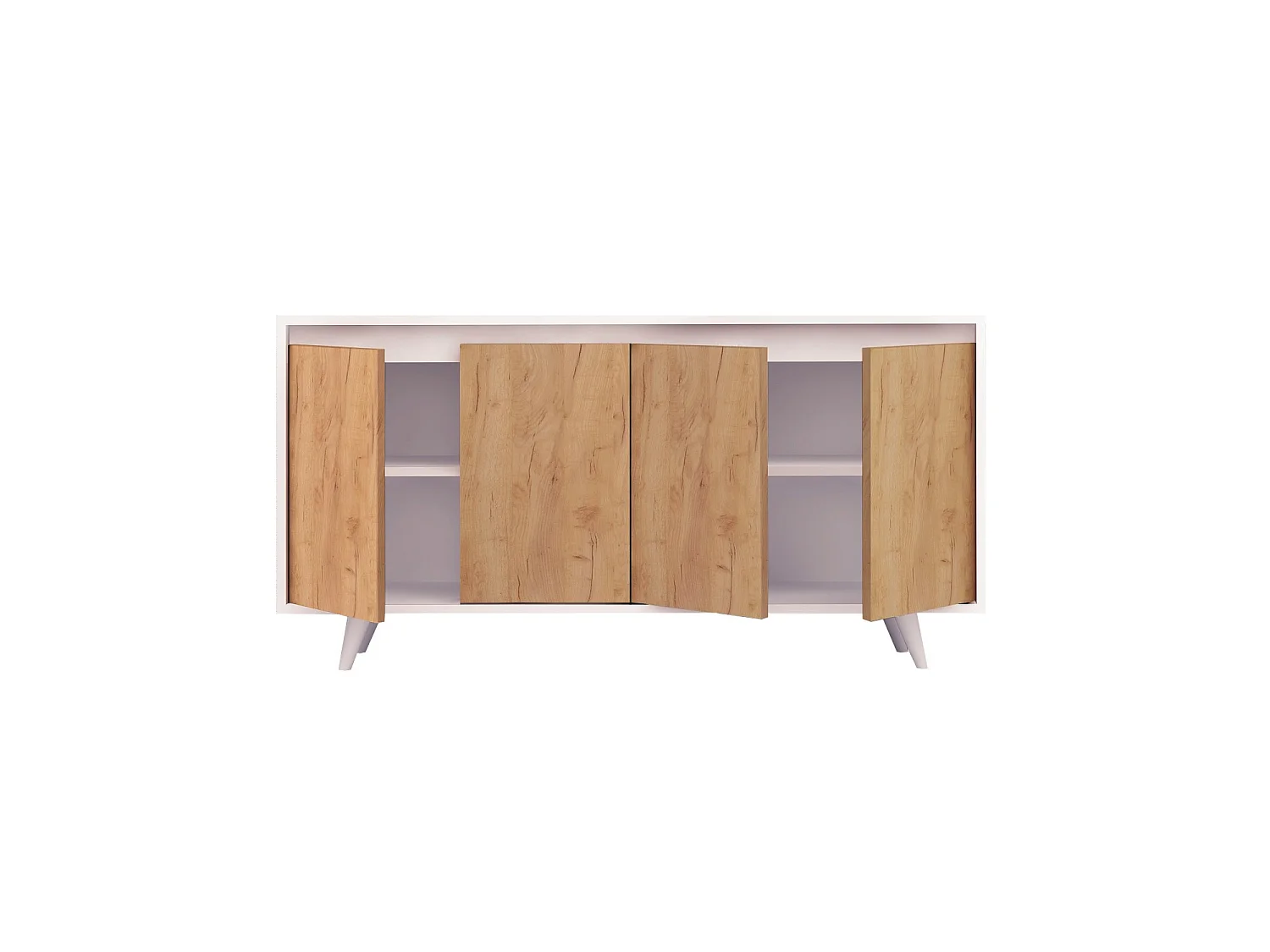 "Nossa" Houten Buffet - Scandinavische Stijl - Bruin - 140 x 40 x 86 cm - Aan de muur te bevestigen - 4 Planken