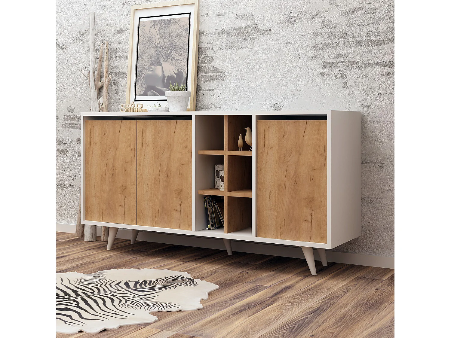 Buffet en bois "Prava" - 140 x 40 x 86 cm - Marron