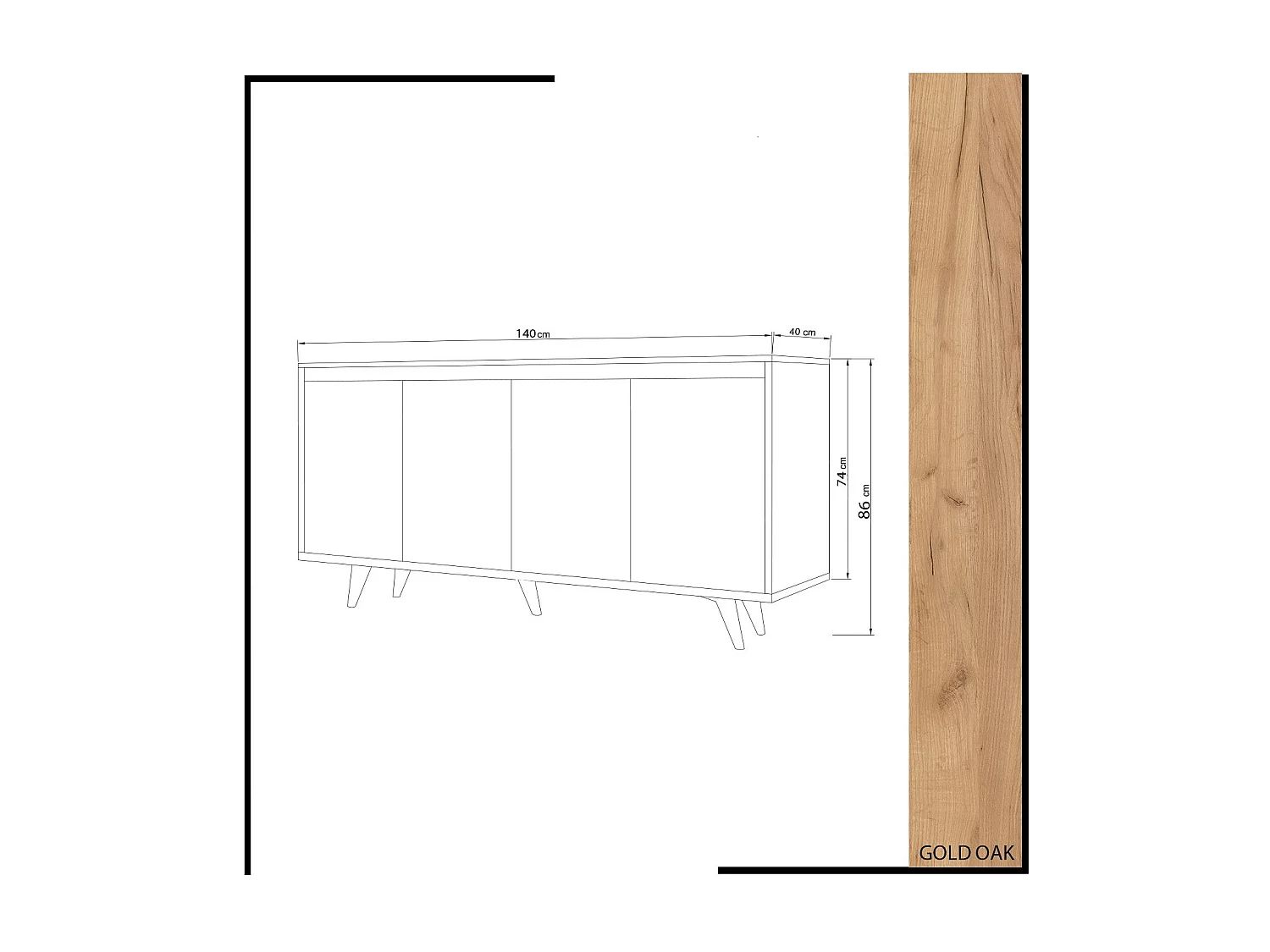 Buffet en bois "Shans" - 140 x 40 x 86 cm - Blanc