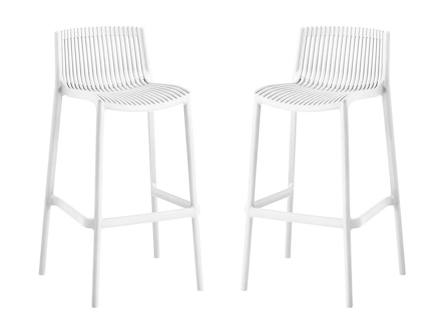 Conjunto de 2 cadeiras altas empilháveis em plástico "Néora" - Branco