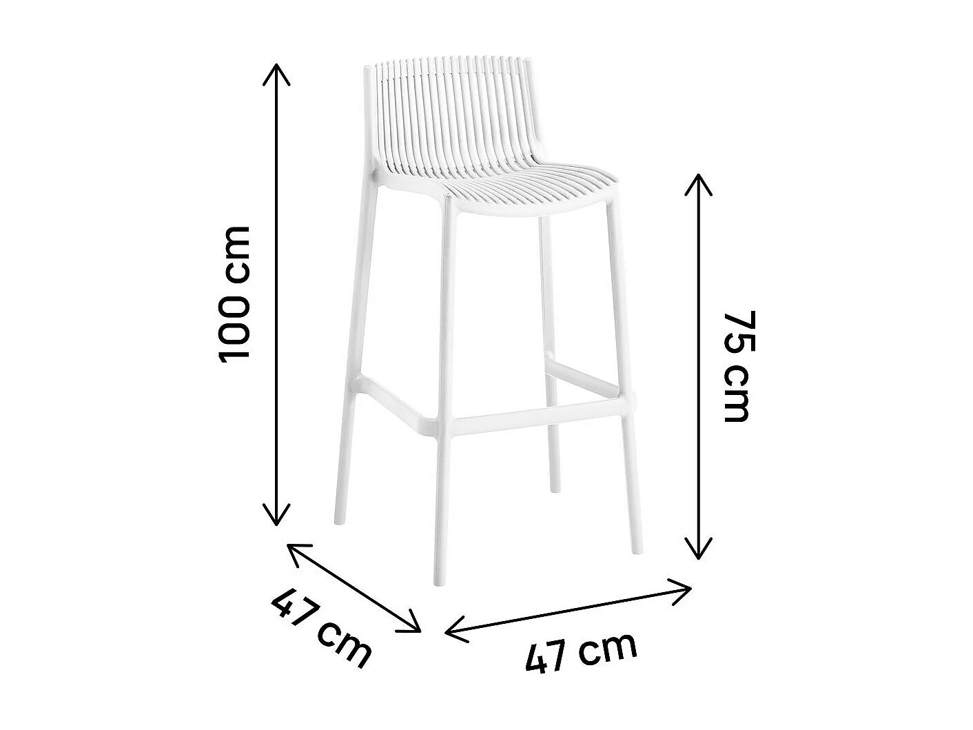 Conjunto de 2 cadeiras altas empilháveis em plástico "Néora" - Branco