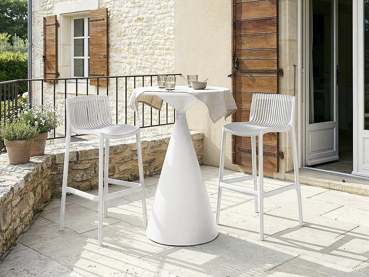 2er-Set stapelbare Hochstühle aus Kunststoff "Néora" – Weiß