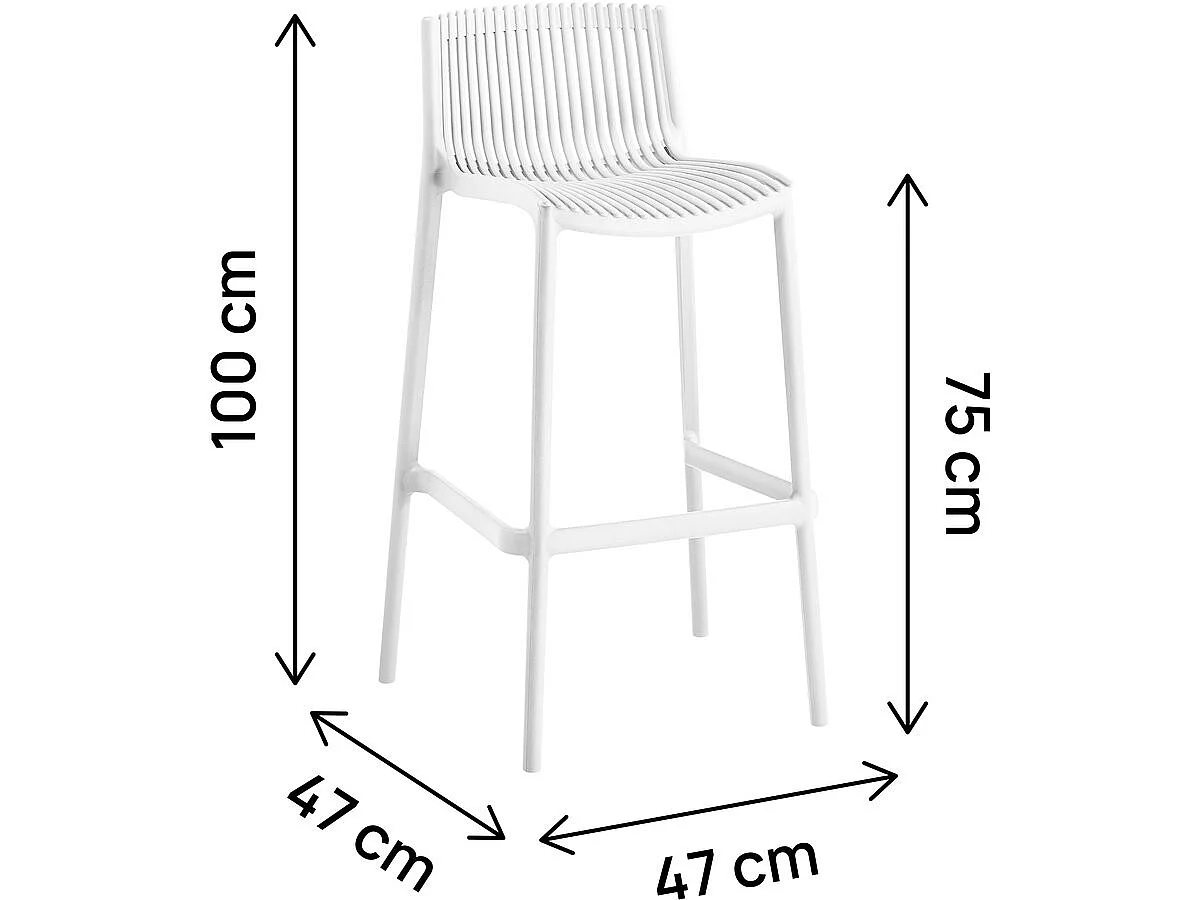 2er-Set stapelbare Hochstühle aus Kunststoff "Néora" – Weiß