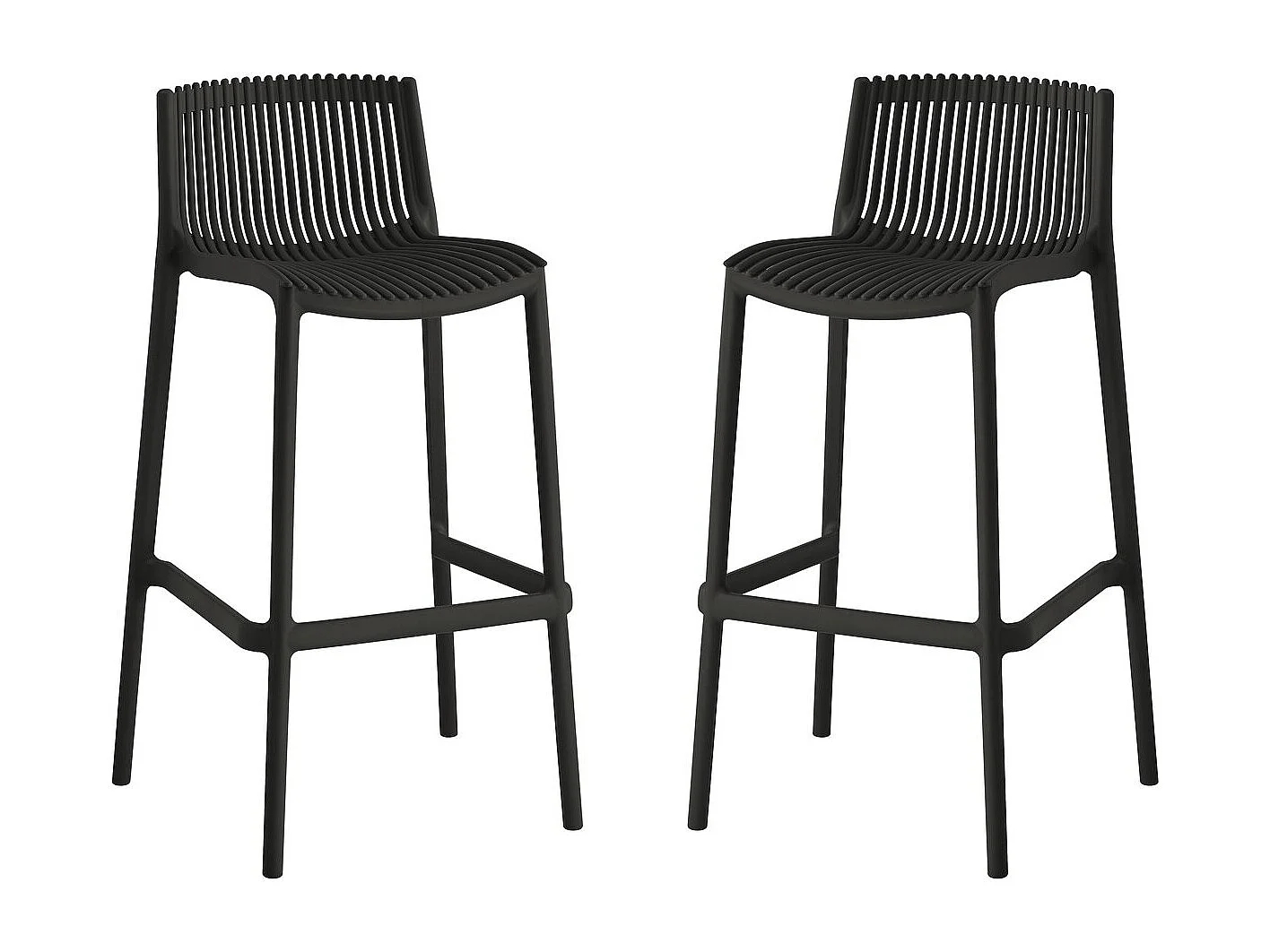 Conjunto de 2 cadeiras altas empilháveis em plástico "Néora" - Preto