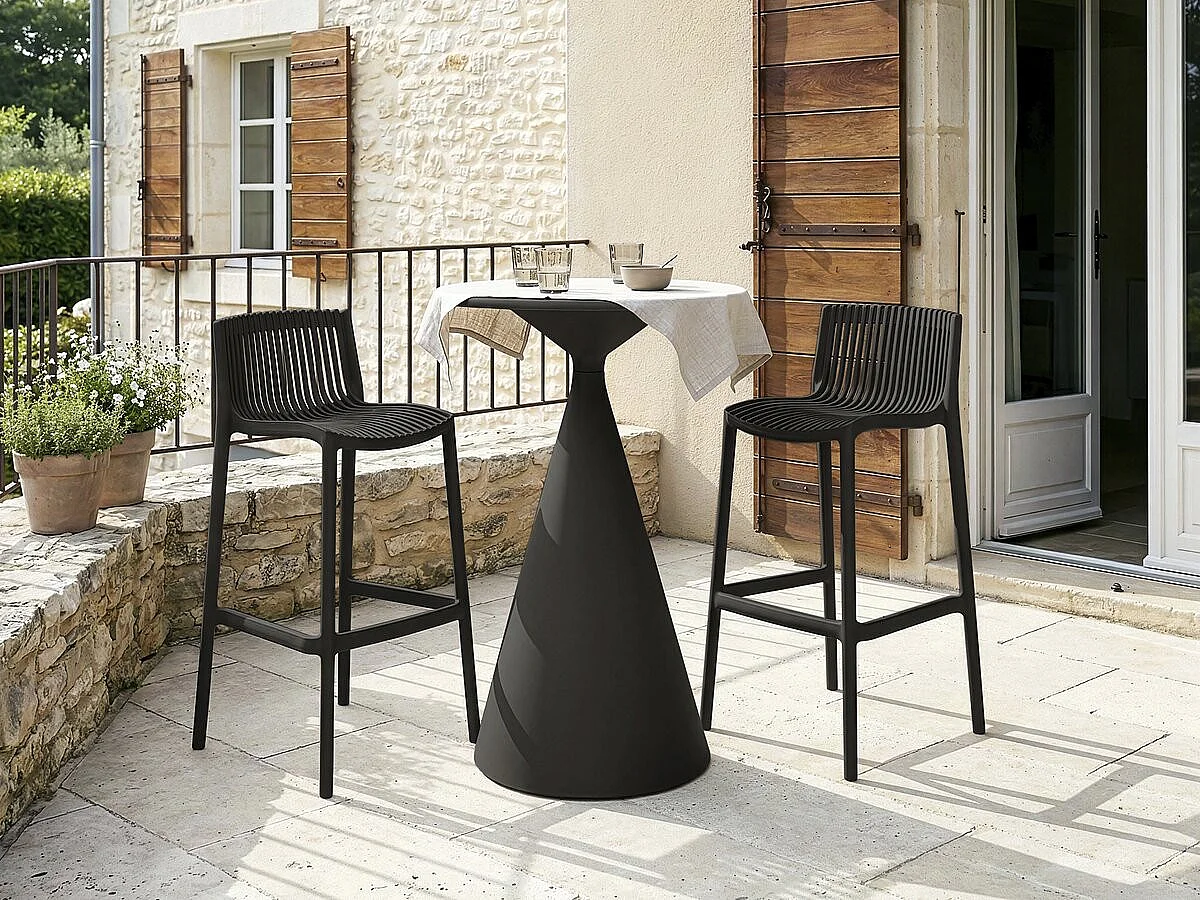 Lot de 2 chaises hautes empilables en plastique "Néora" - Noir