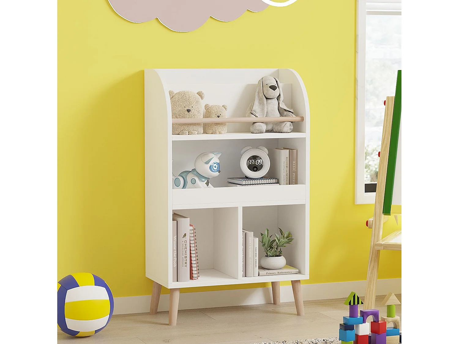 Witte houten boekenkast "Minola" 60x30x102 cm, 4 planken, modern en praktisch design