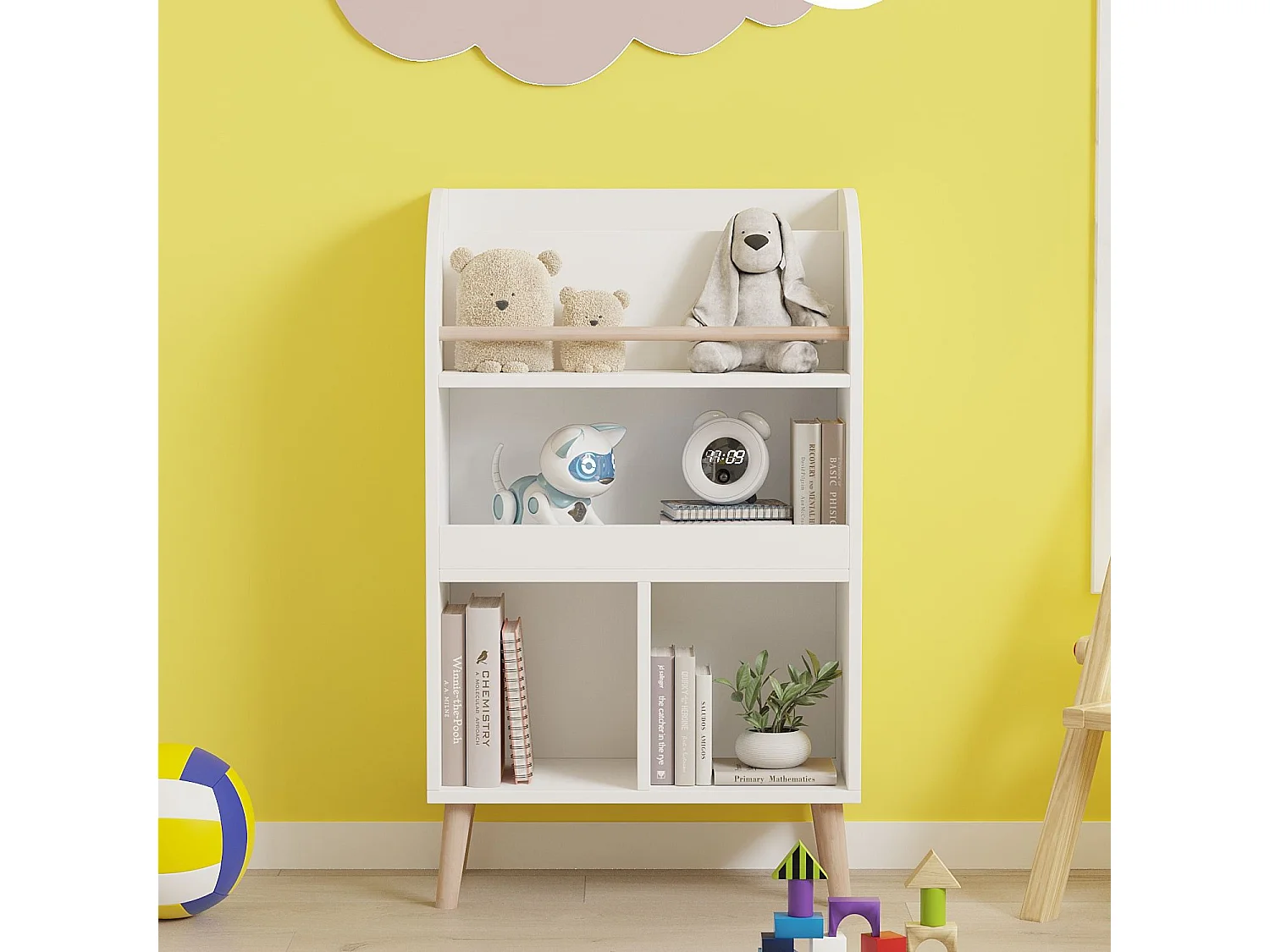 Witte houten boekenkast "Minola" 60x30x102 cm, 4 planken, modern en praktisch design