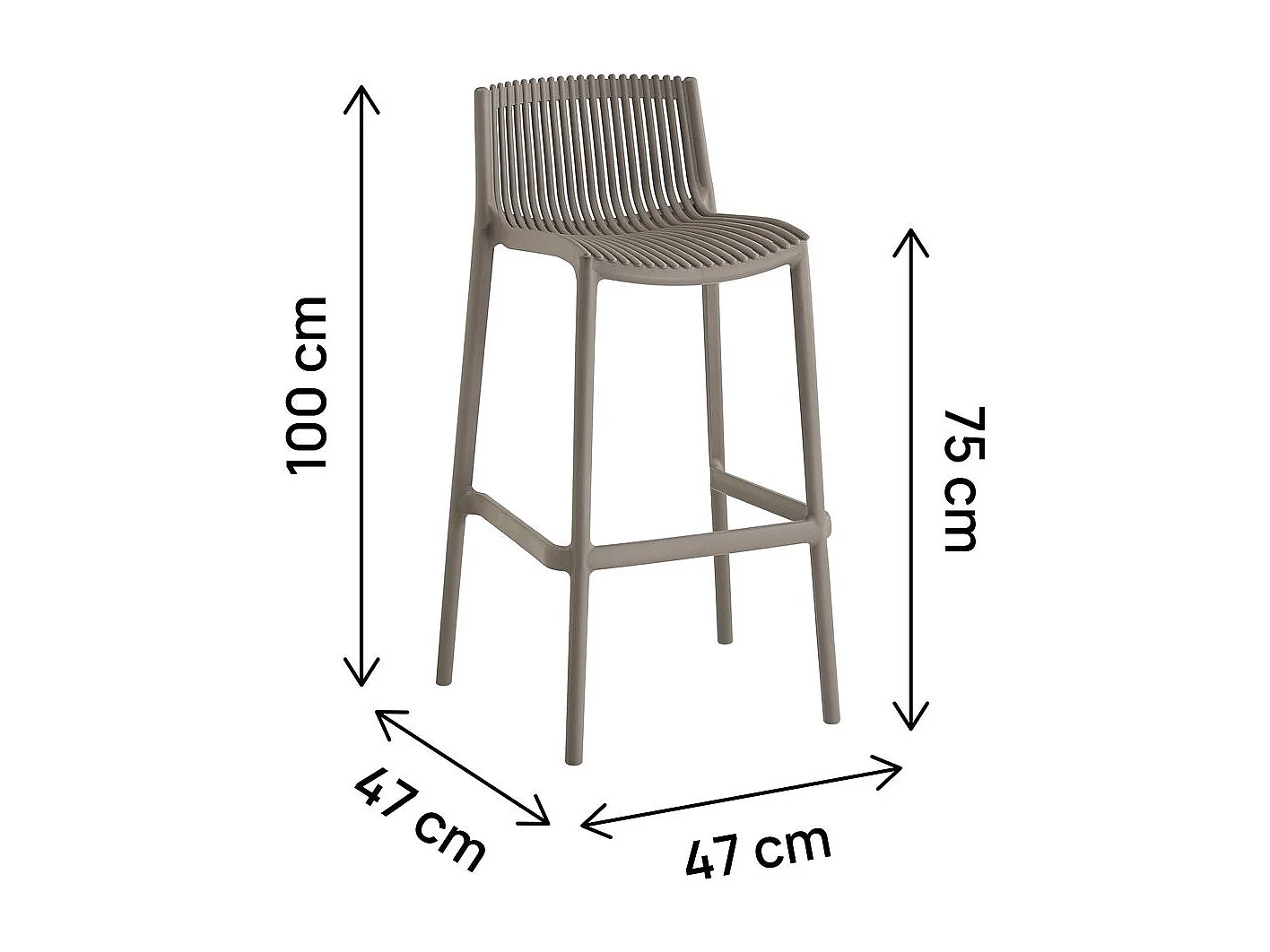 Set di 2 seggioloni impilabili in plastica "Néora" - Taupe