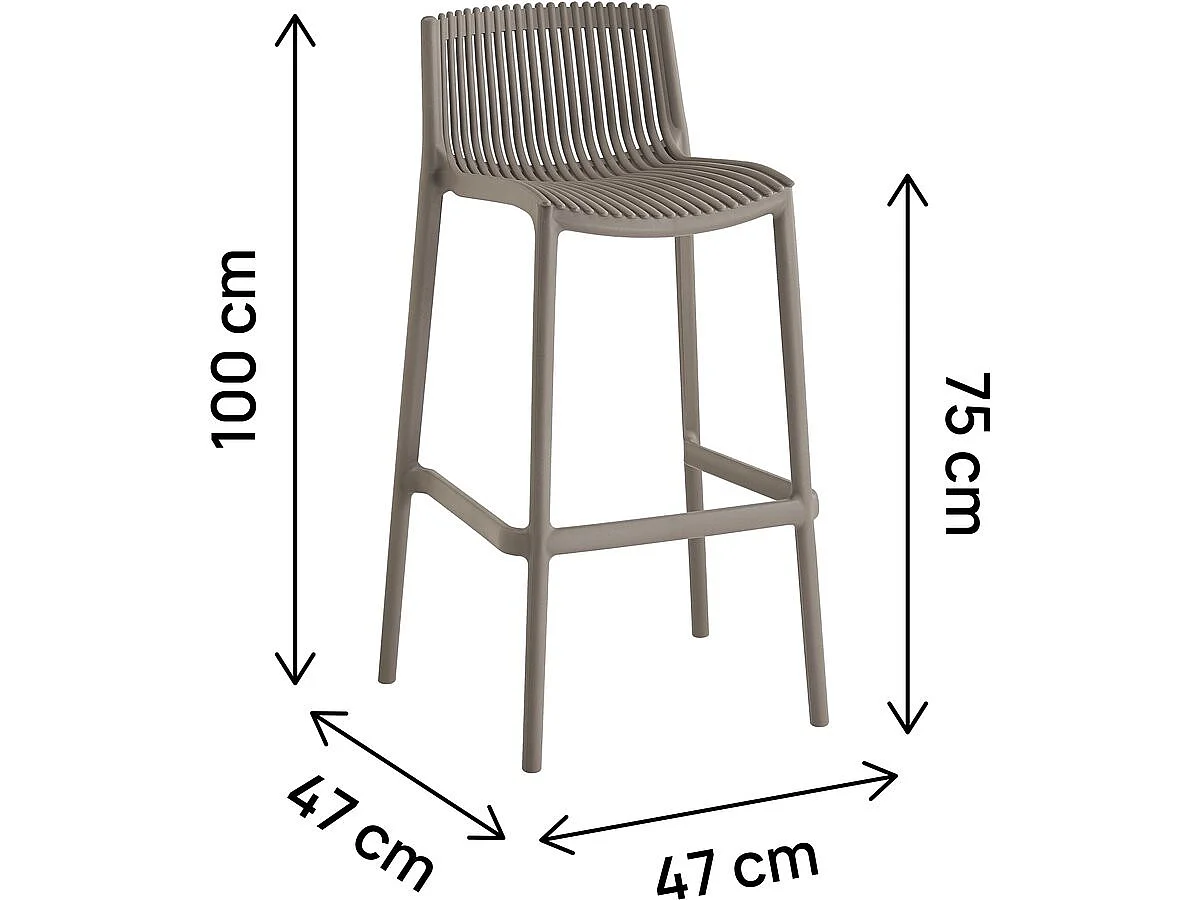 Set med 2 Stapelbara Plaststolar "Néora" - Taupe, Modern Design, Bekväm Sittning, Uteplatsbruk