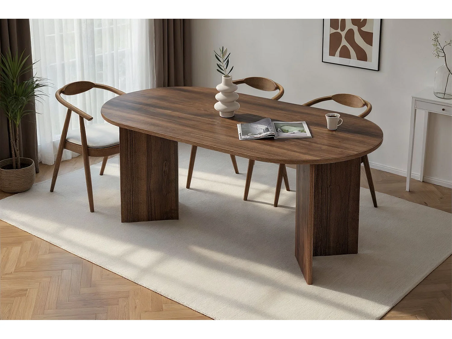 Modernt Skandinaviskt Matbord "Sablin" 180x90x75 cm - Valnötsträ, Elegant Design, Perfekt för Moderna Utrymmen