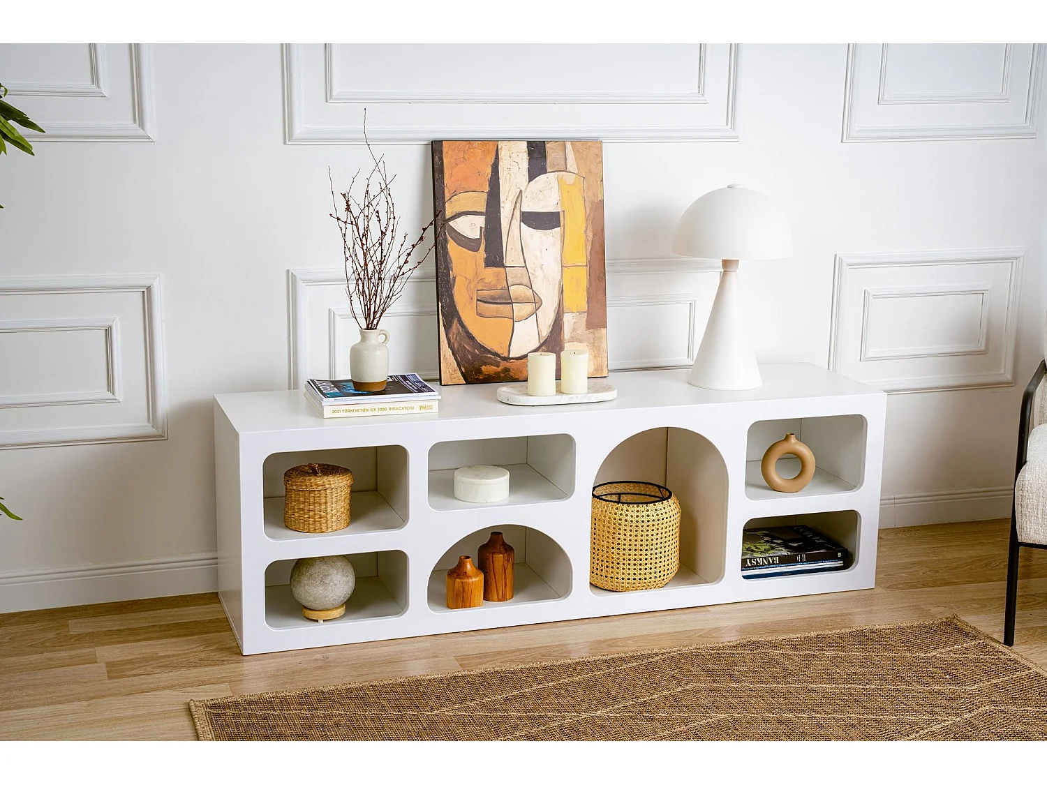 Credenza in legno "Ferlis" - 160 x 40 x 51 cm - Bianco