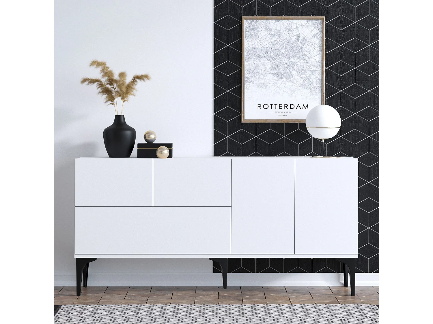 Buffet en bois "Ginny" - 150 x 35 x 75 cm - Blanc