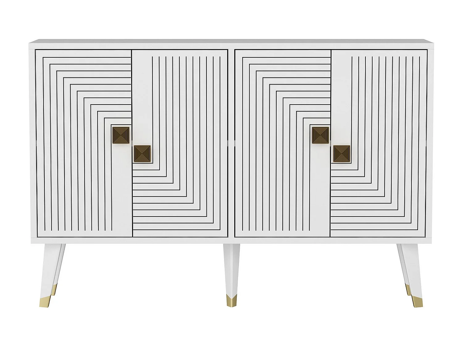 Modern Vit Trä Buffé "Ahart" - 120 x 30 x 80 cm - 4 Dörrar