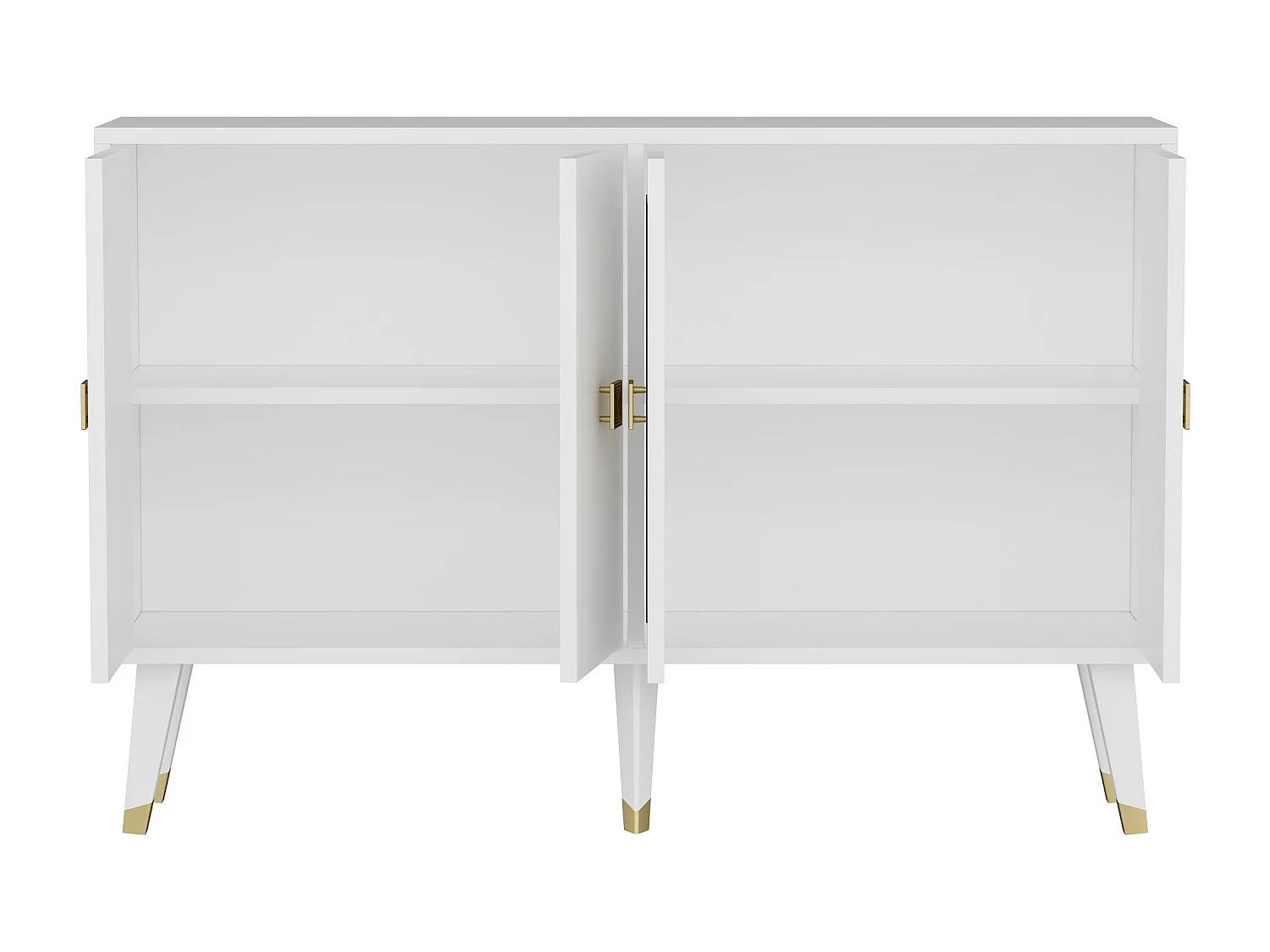 Modern Vit Trä Buffé "Ahart" - 120 x 30 x 80 cm - 4 Dörrar