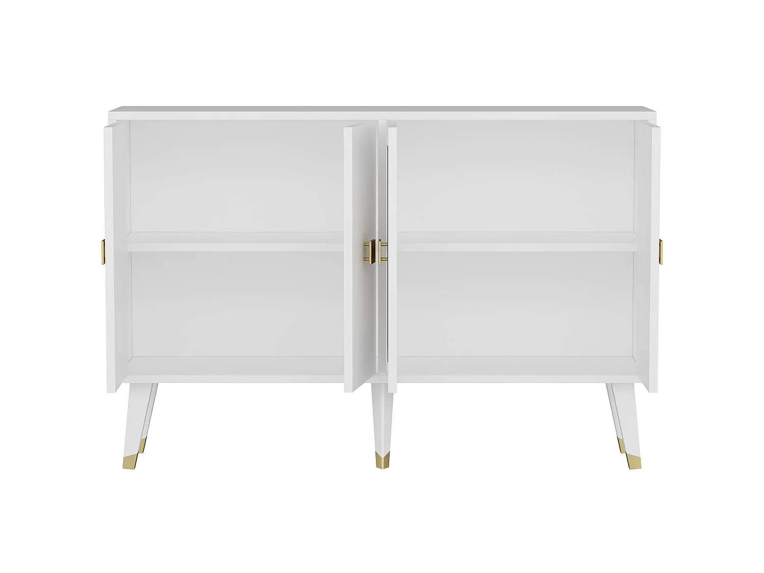 Modern Vit Trä Buffé "Ahart" - 120 x 30 x 80 cm - 4 Dörrar