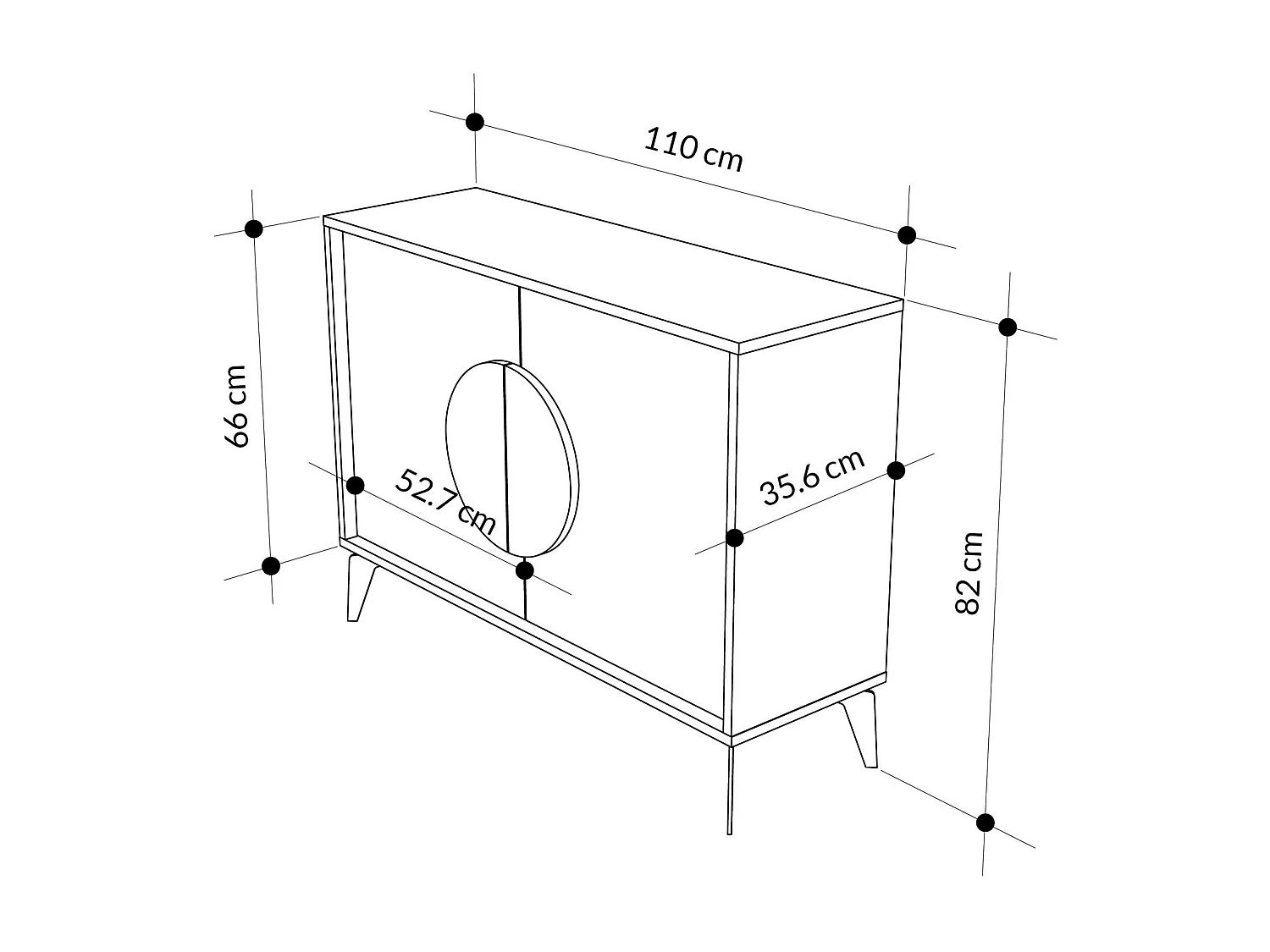 Buffet en bois "Gora" - 110 x 36 x 82 cm - Moka léger