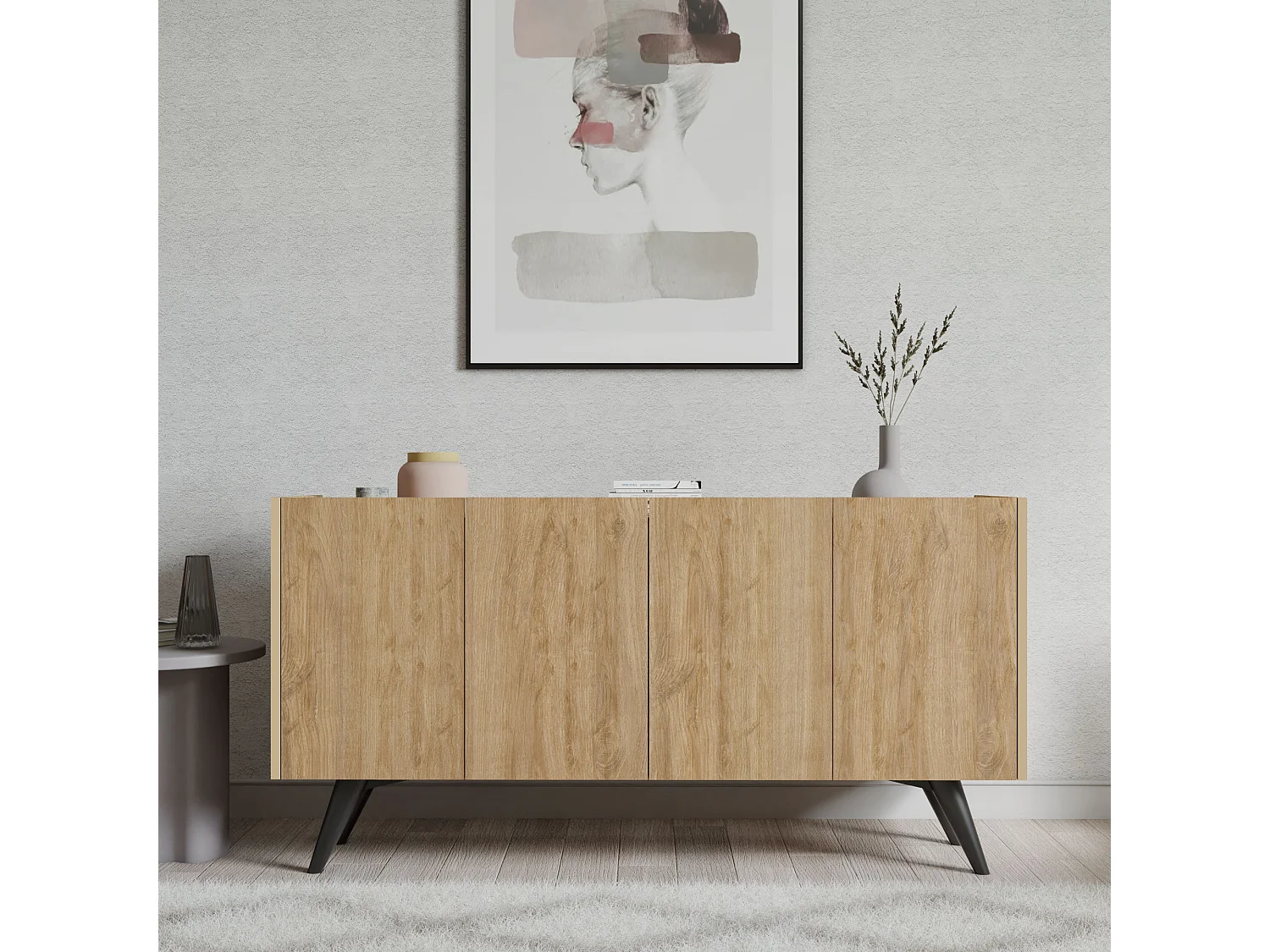 Buffet en bois "Pekin" - 150 x 40 x 76 cm - Marron