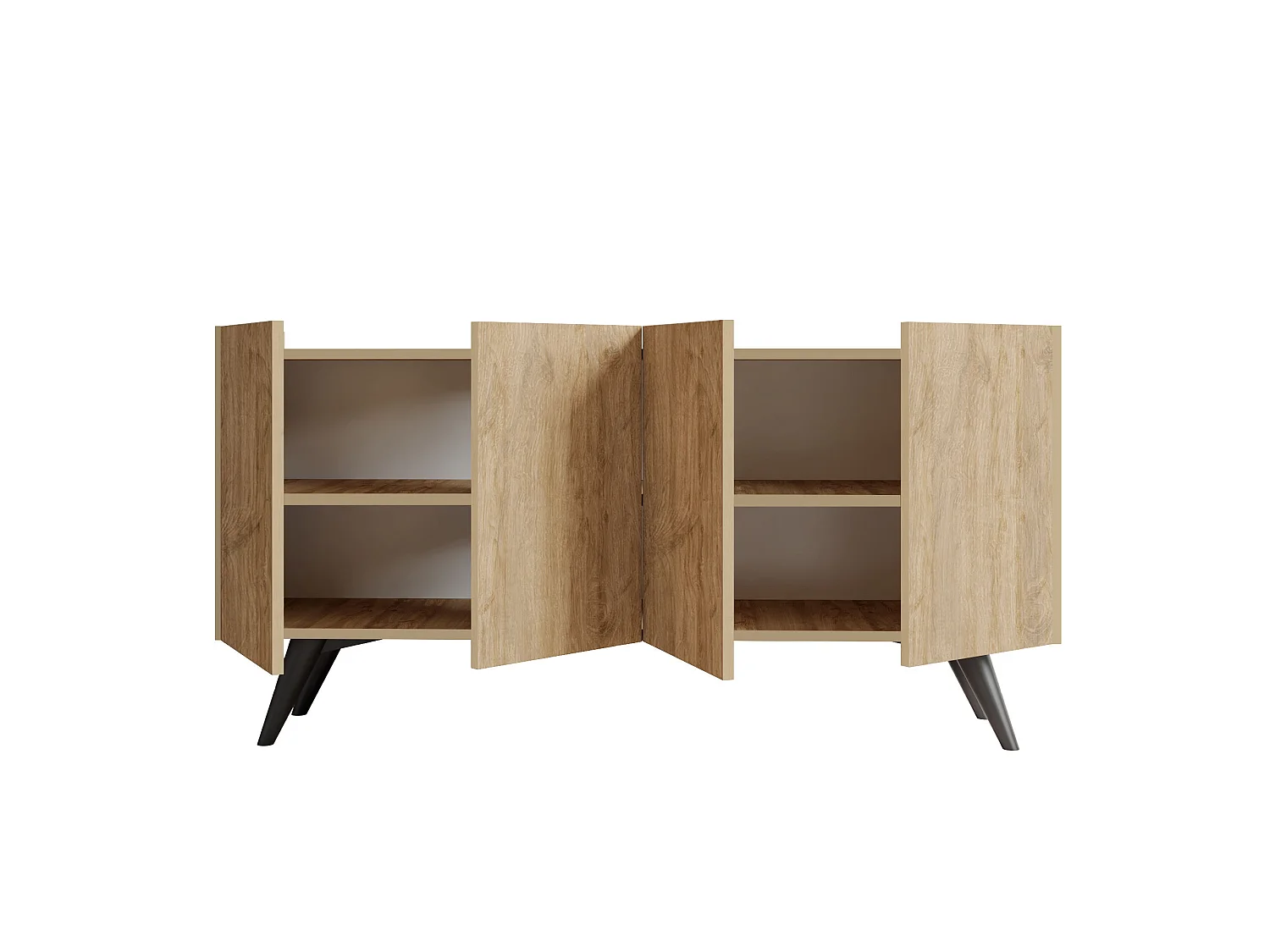 Modern Brun Trä Buffé "Pekin" - 150 x 40 x 76 cm - Elegant Design - 4 Hyllor