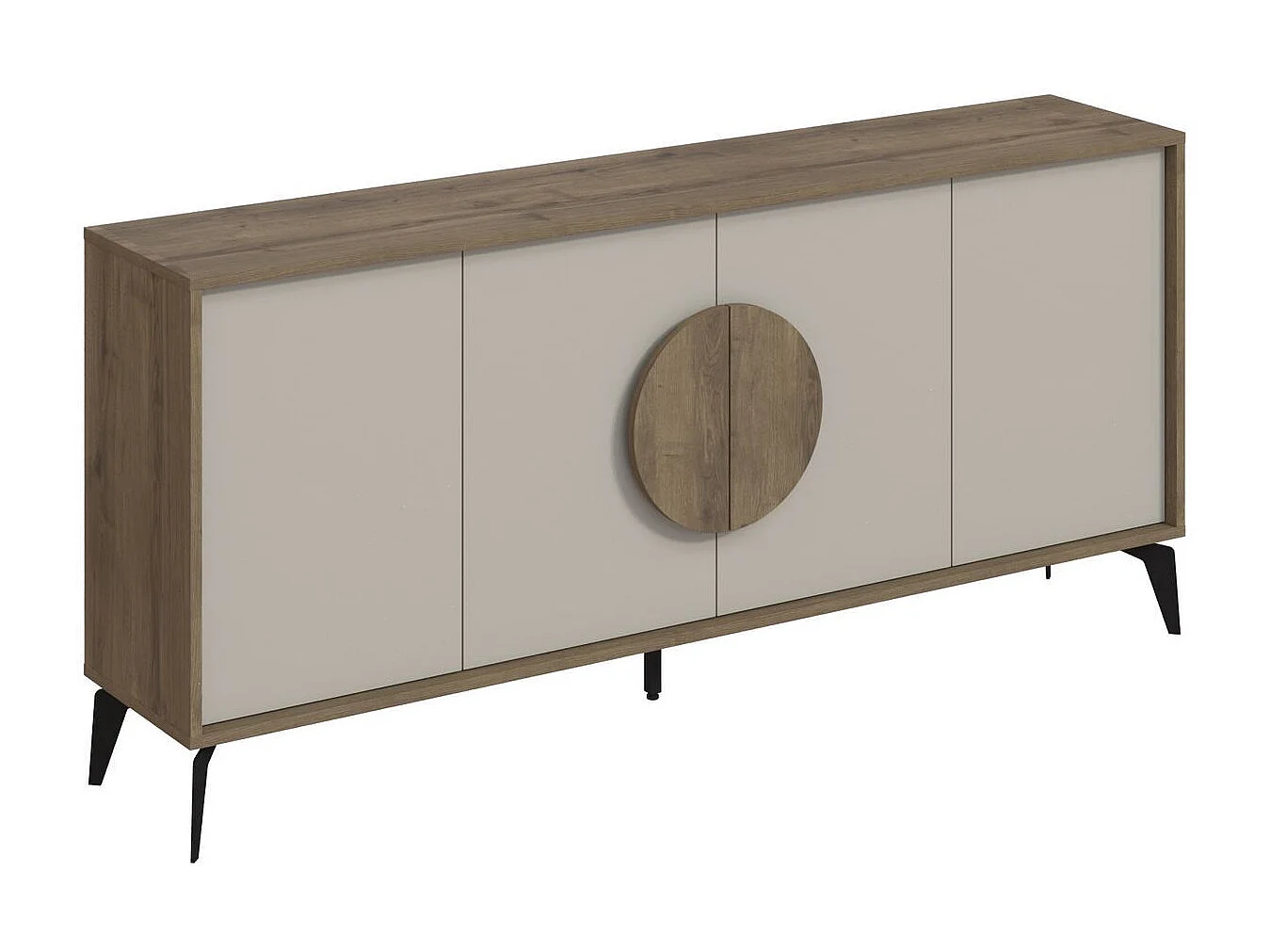 Modernes Cremefarbenes Holzbuffet "Gora Wide" - 180 x 36 x 82 cm - Stilvolles Design