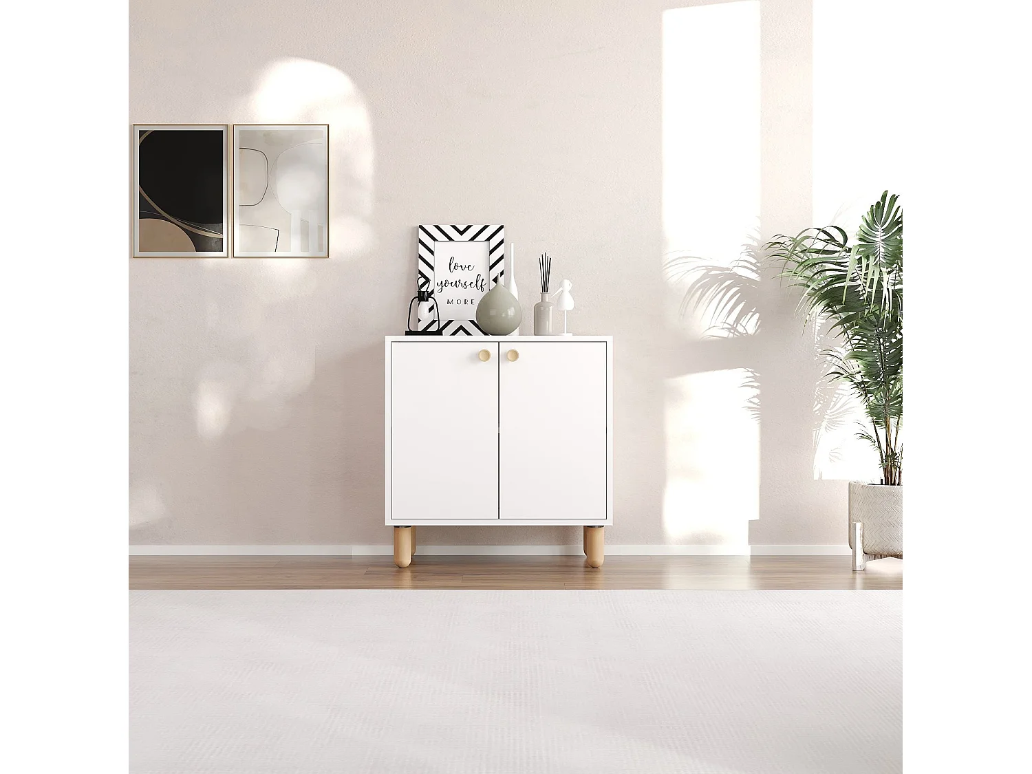Modern Vit Trä Buffé "Lina" - 72 x 36 x 73 cm - Elegant Design