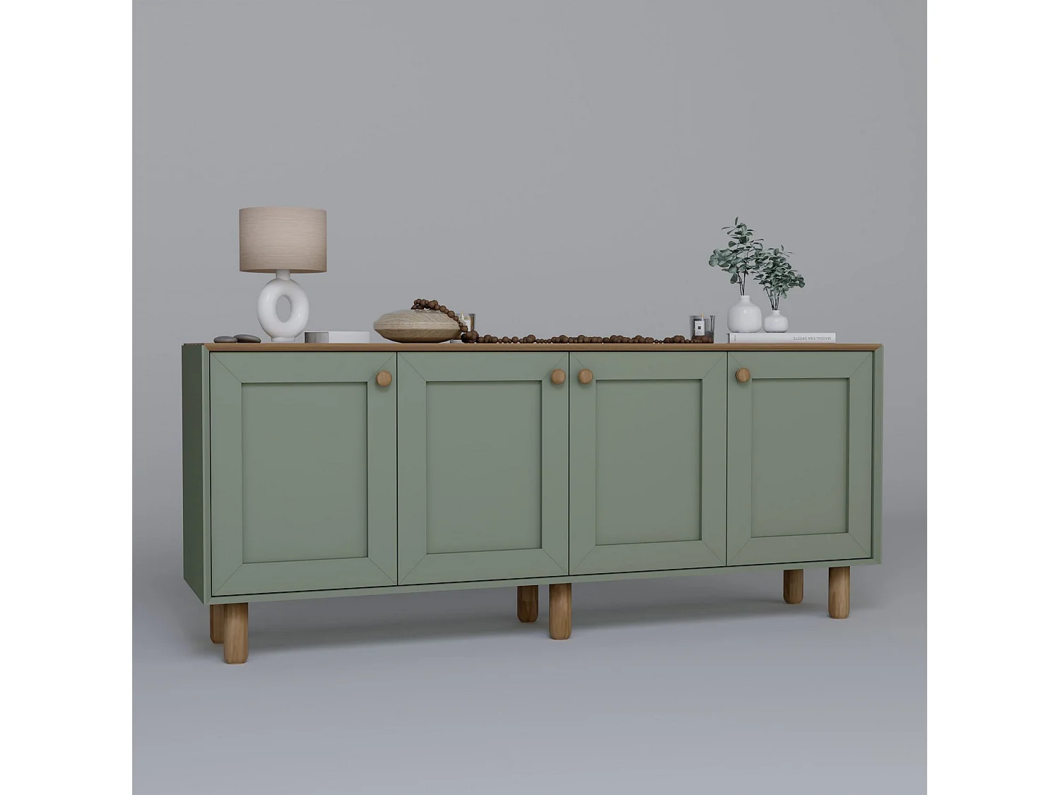 Buffet en bois "Bohem" - 180 x 40 x 75 cm - Vert
