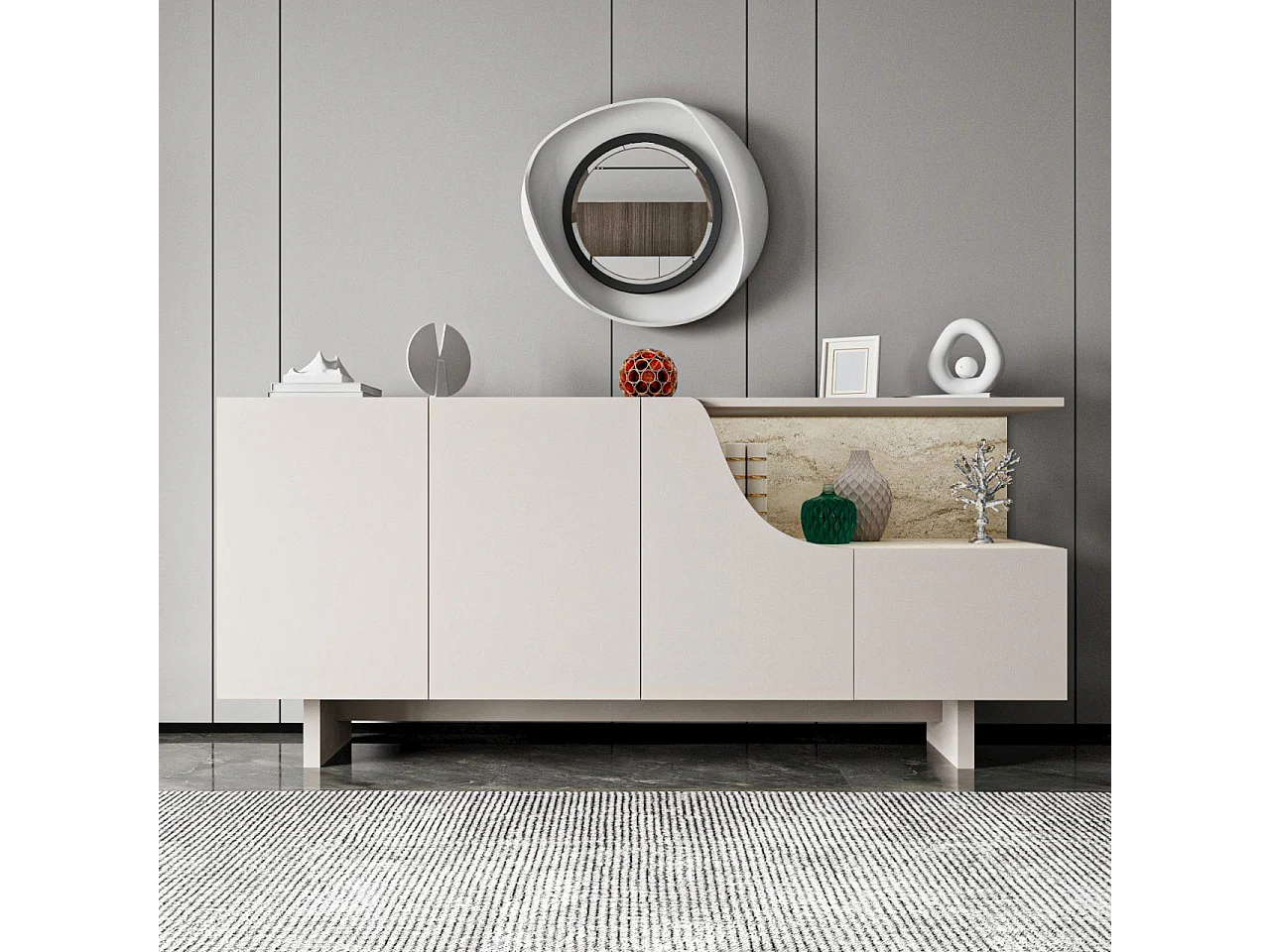Buffet en bois "Line" - 180 x 40 x 81 cm - Beige