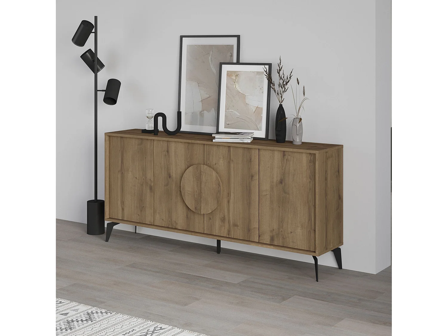 Modernes Braunes Holzbuffet "Gora Wide" - 180 x 36 x 82 cm - Elegantes Design