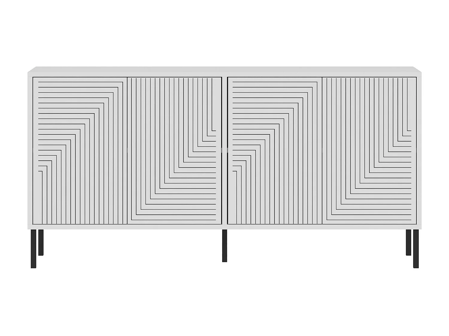 Modernes Geometrisches Holzbuffet "Evolet" - Weiß 150 x 36 x 75 cm