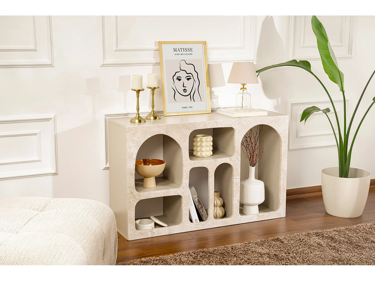 Buffet en bois "Liva" - 120 x 37 x 74 cm - Travertin