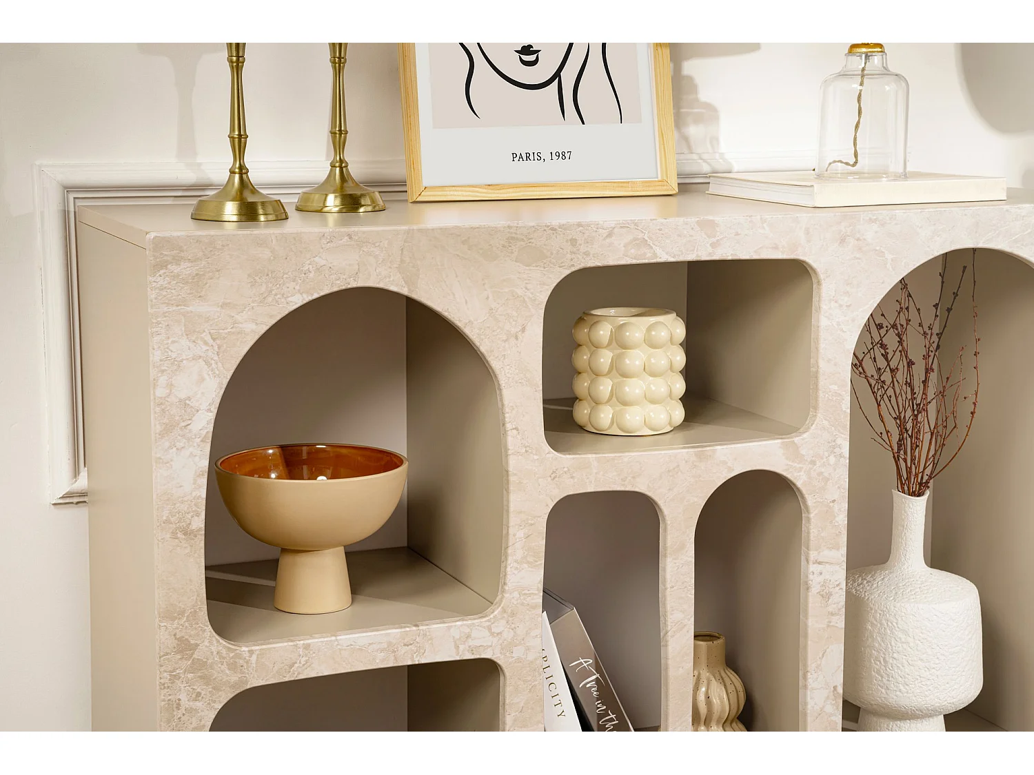 Buffet en bois "Liva" - 120 x 37 x 74 cm - Travertin