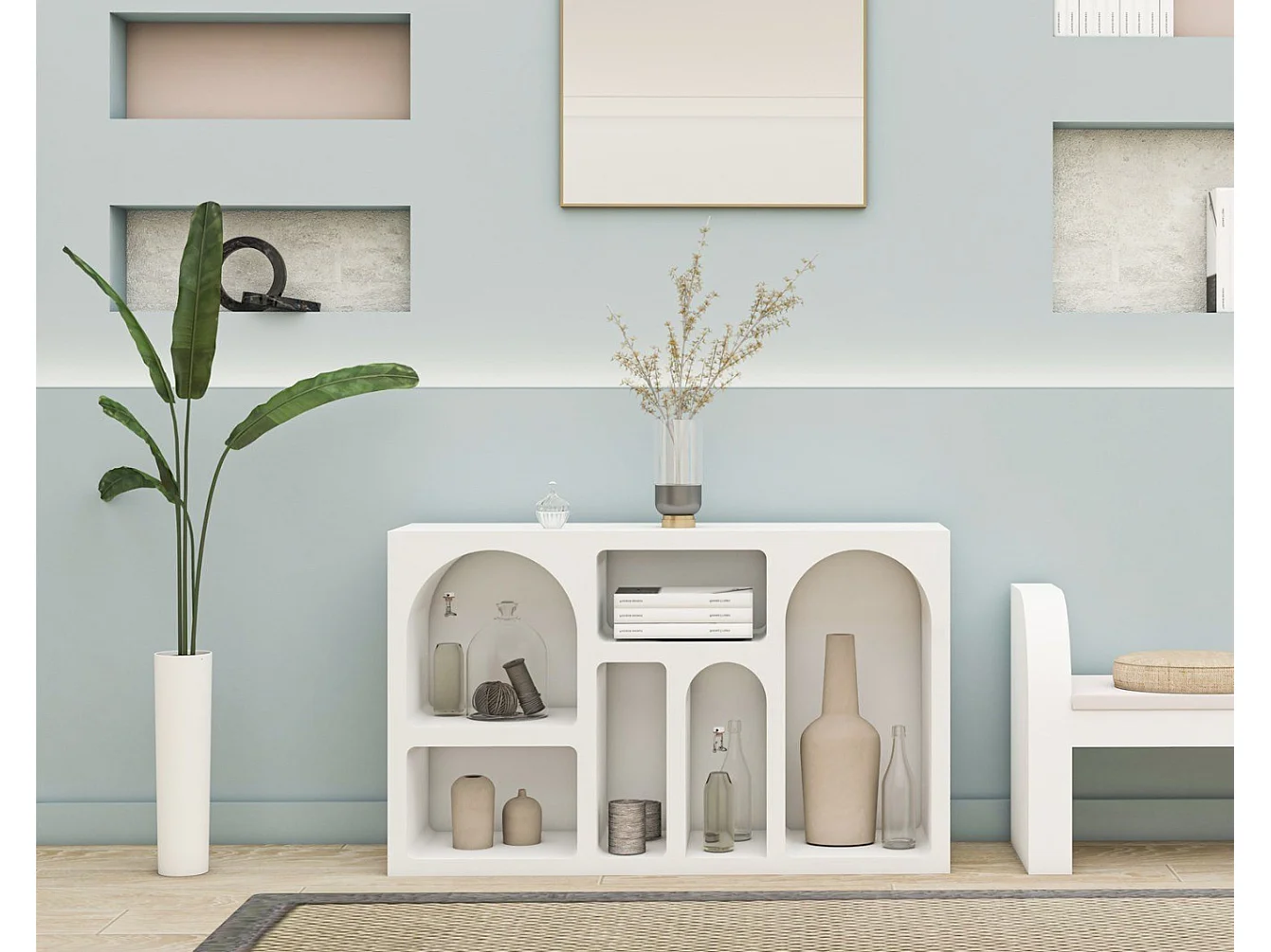 Buffet en bois "Liva" - 120 x 37 x 74 cm - Blanc