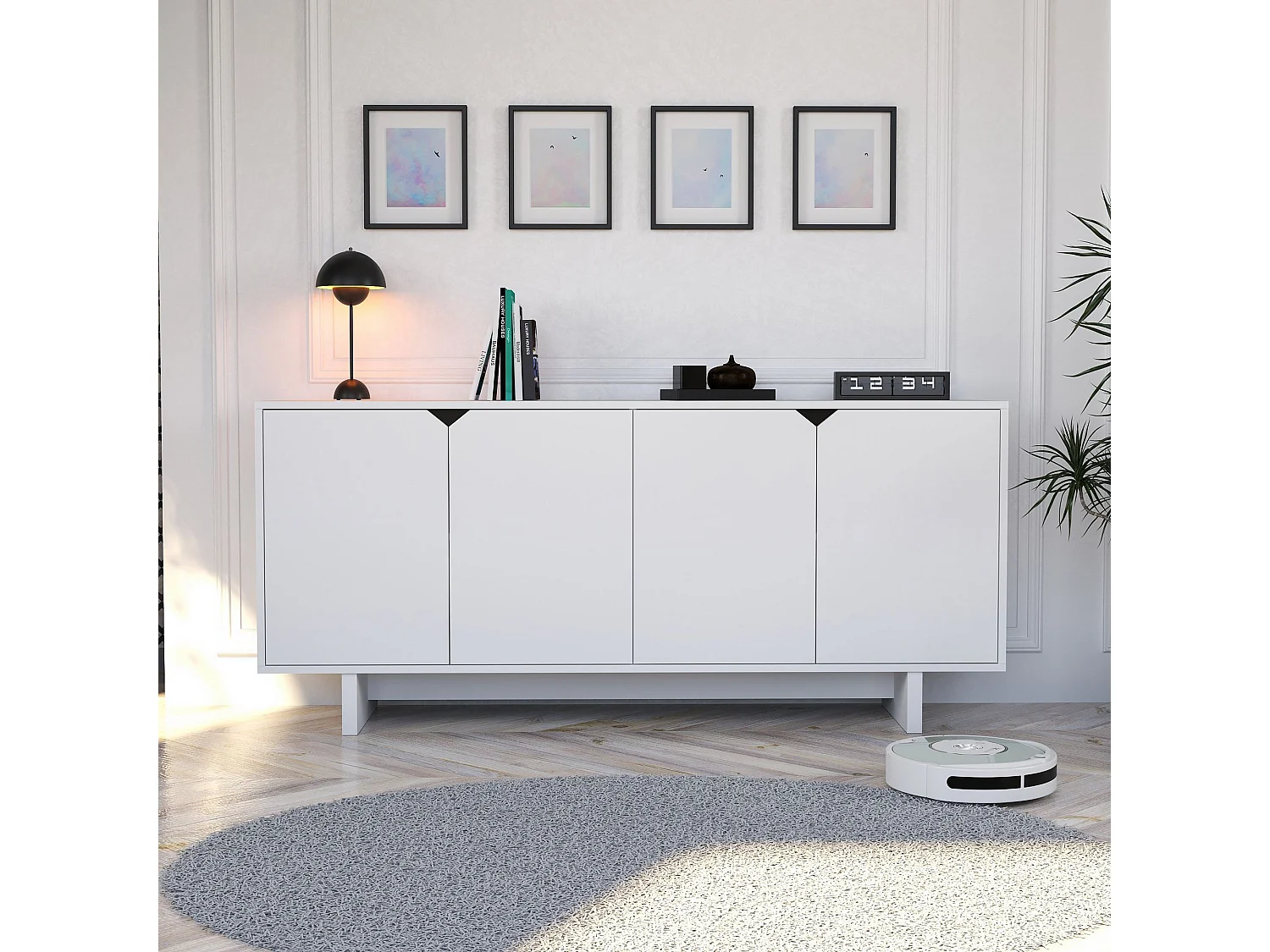 "Doruk" Holzbuffet - Weiß - 180 x 40 x 81 cm - Modernes & Elegantes Design