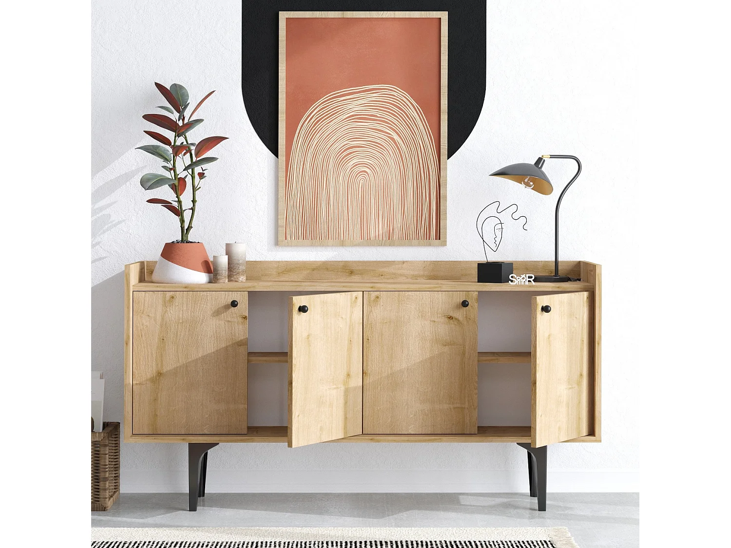Buffet en bois "Navi" - 150 x 40 x 80 cm - Beige