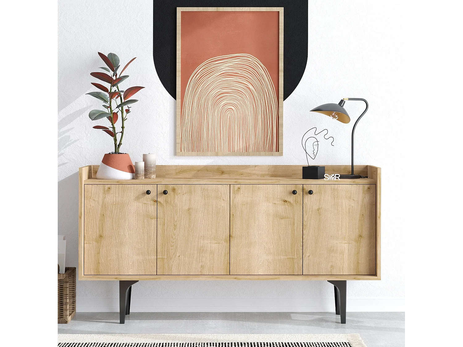 Buffet en bois "Navi" - 150 x 40 x 80 cm - Beige