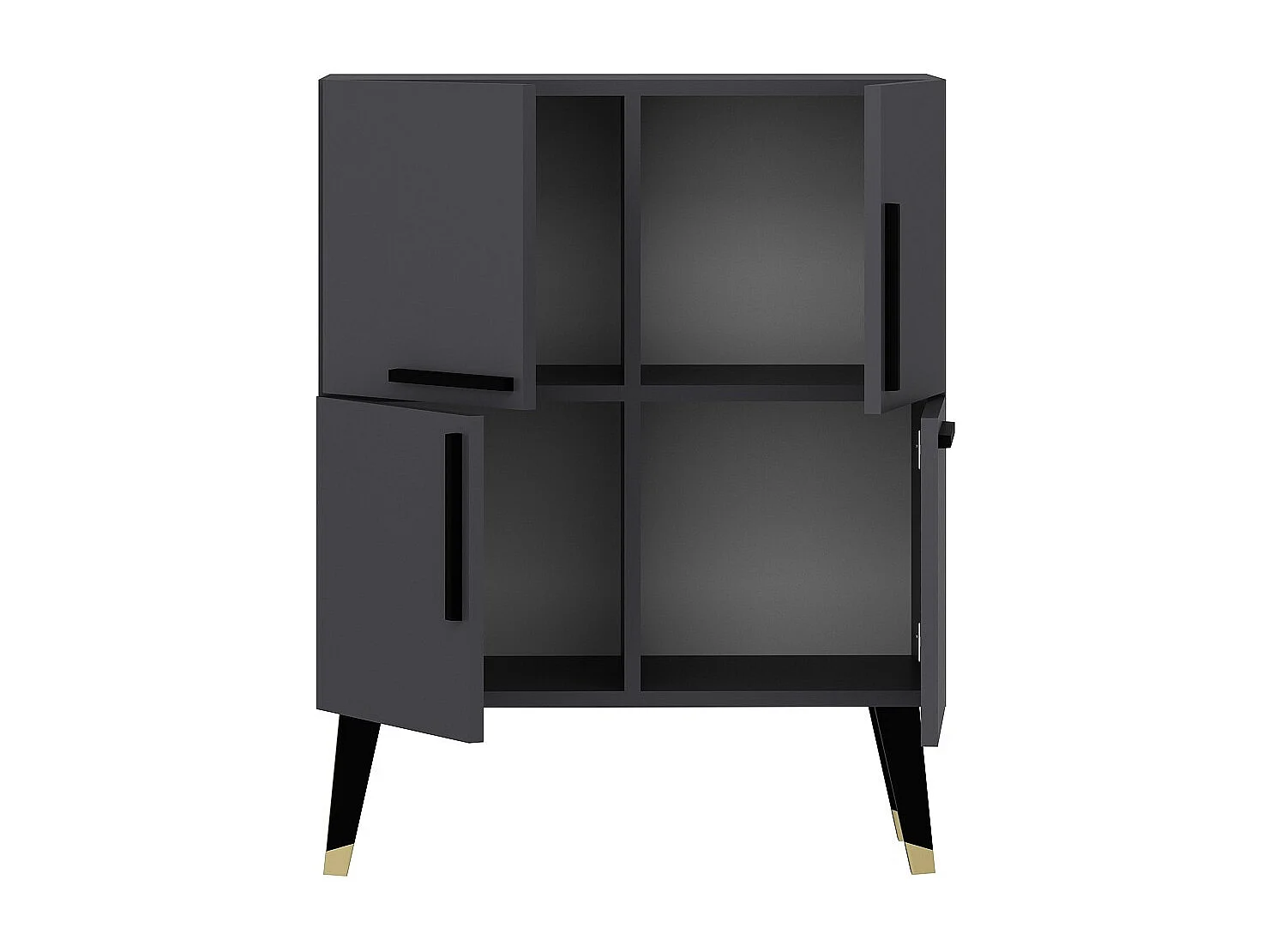 Moderner Grauer Anthrazit Holzbuffet "Makro" - 70 x 35 x 90 cm - 4 Türen