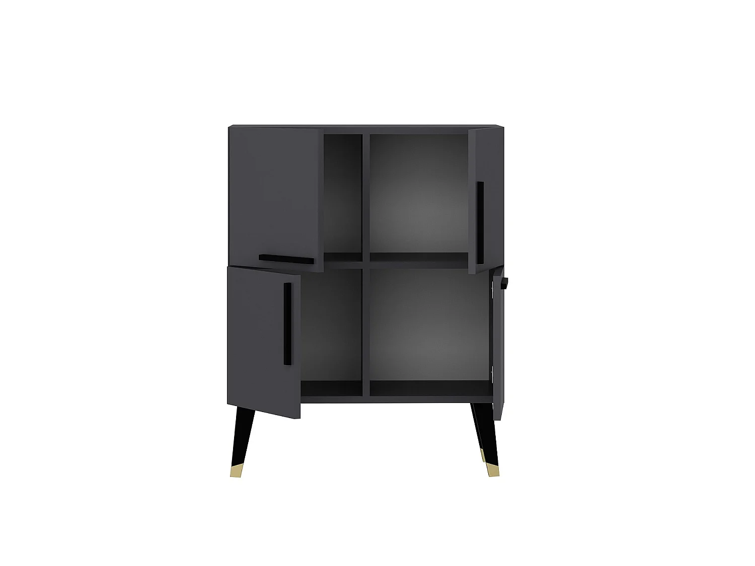 Moderne Grijze Antraciet Houten Buffet "Makro" - 70 x 35 x 90 cm - 4 Deuren