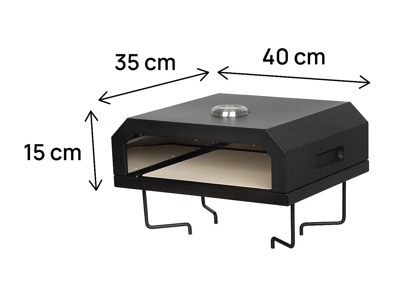 Pizzaofen für Grill "Pizzello" - 40 x 35 x 28 cm - Schwarz