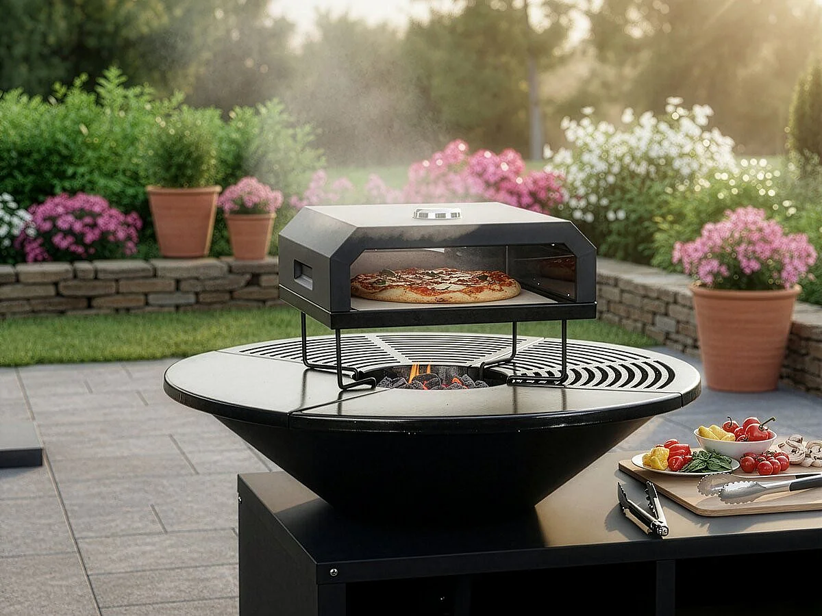 Four à pizza pour barbecue "Pizzello" - 40 x 35 x 28 cm - Noir