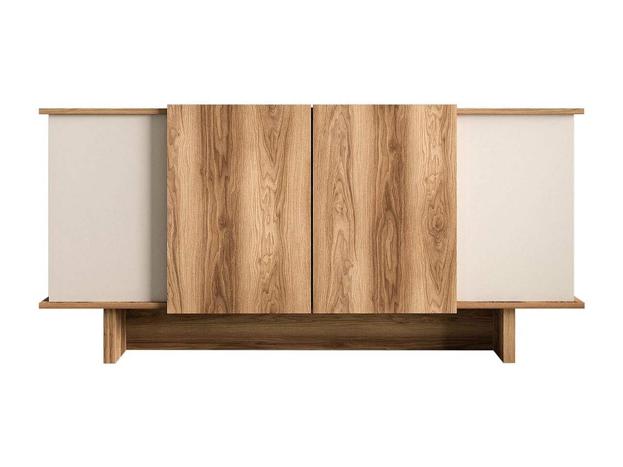 Modern Sidobord i Trä "Diana" - Beige, 180 x 40 x 81 cm, 6 Hyllor, 4 Dörrar