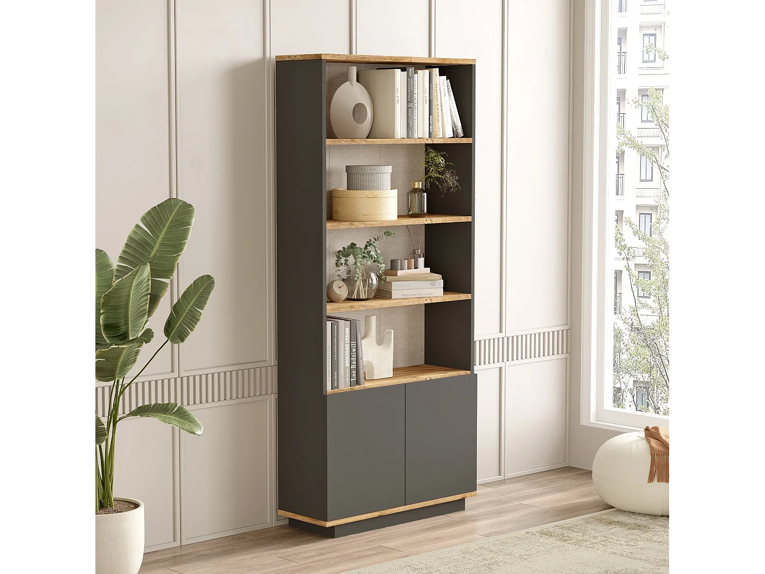 Modern träbokhylla "Forlan" 75 x 26,8 x 168,3 cm - Atlantisk tall