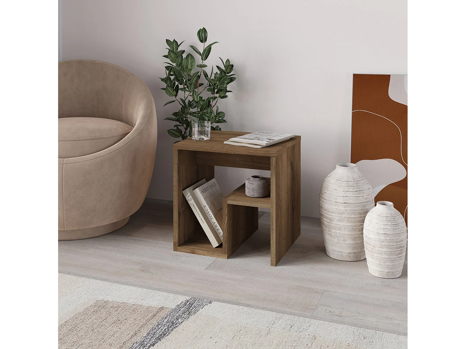 Moderne houten bijzettafel "Bon" Hitit kleur 40 x 35 x 40 cm - Elegant ontwerp