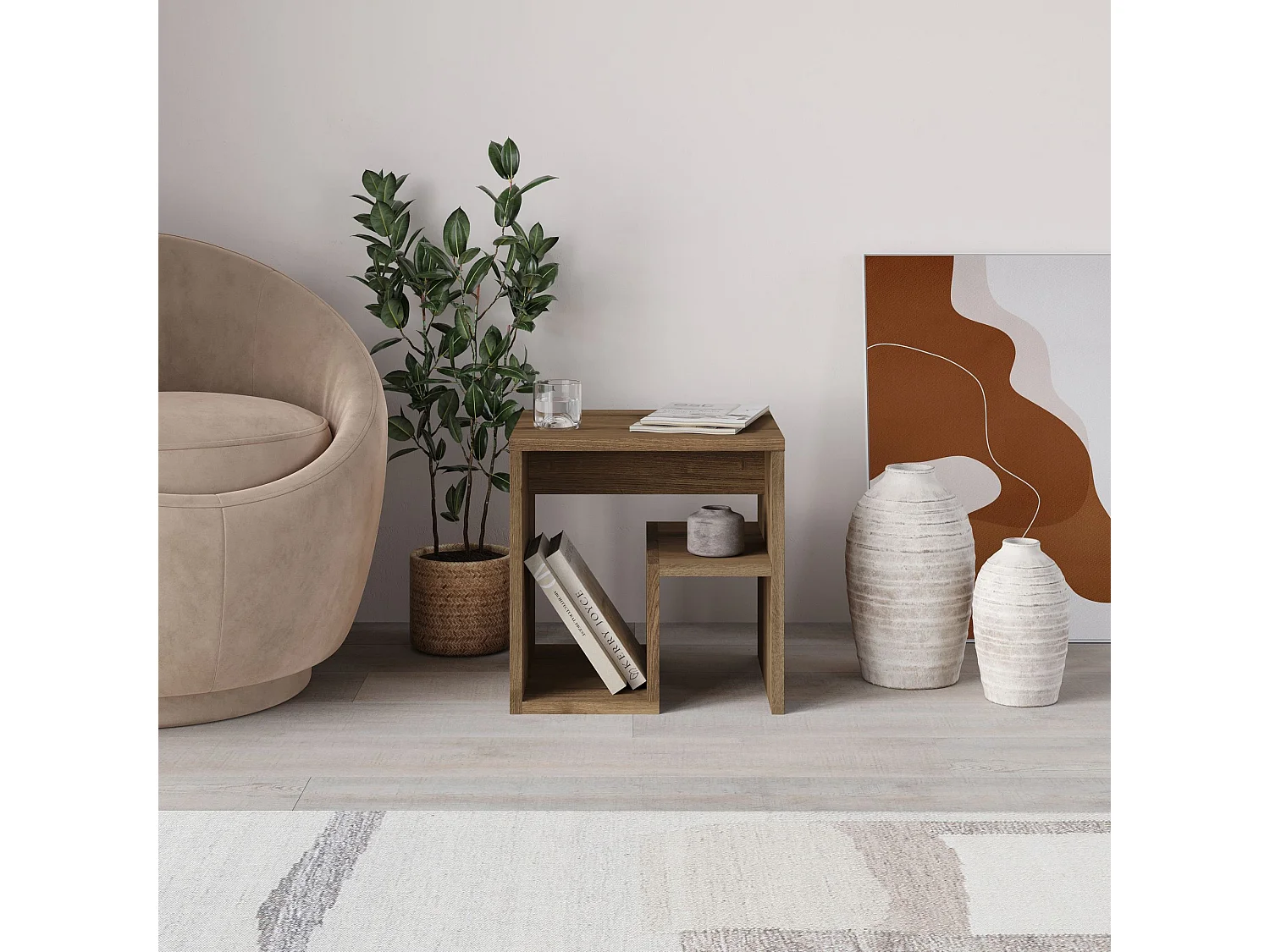 Moderne houten bijzettafel "Bon" Hitit kleur 40 x 35 x 40 cm - Elegant ontwerp