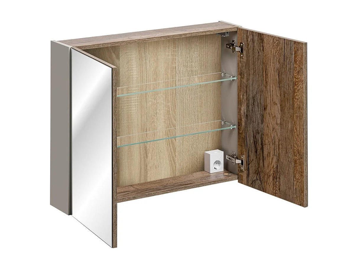 Mueble de almacenamiento para baño VANTA 80 cm topo - Puertas batientes con espejos