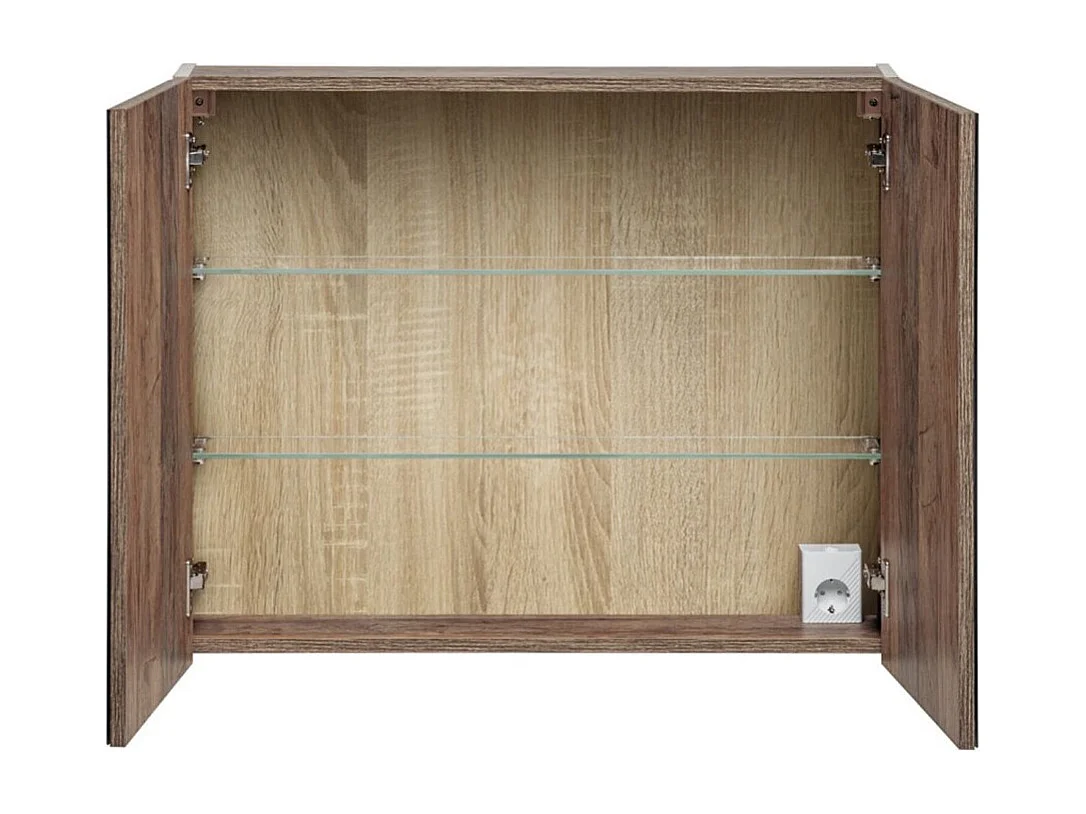 Mueble de almacenamiento para baño VANTA 80 cm topo - Puertas batientes con espejos