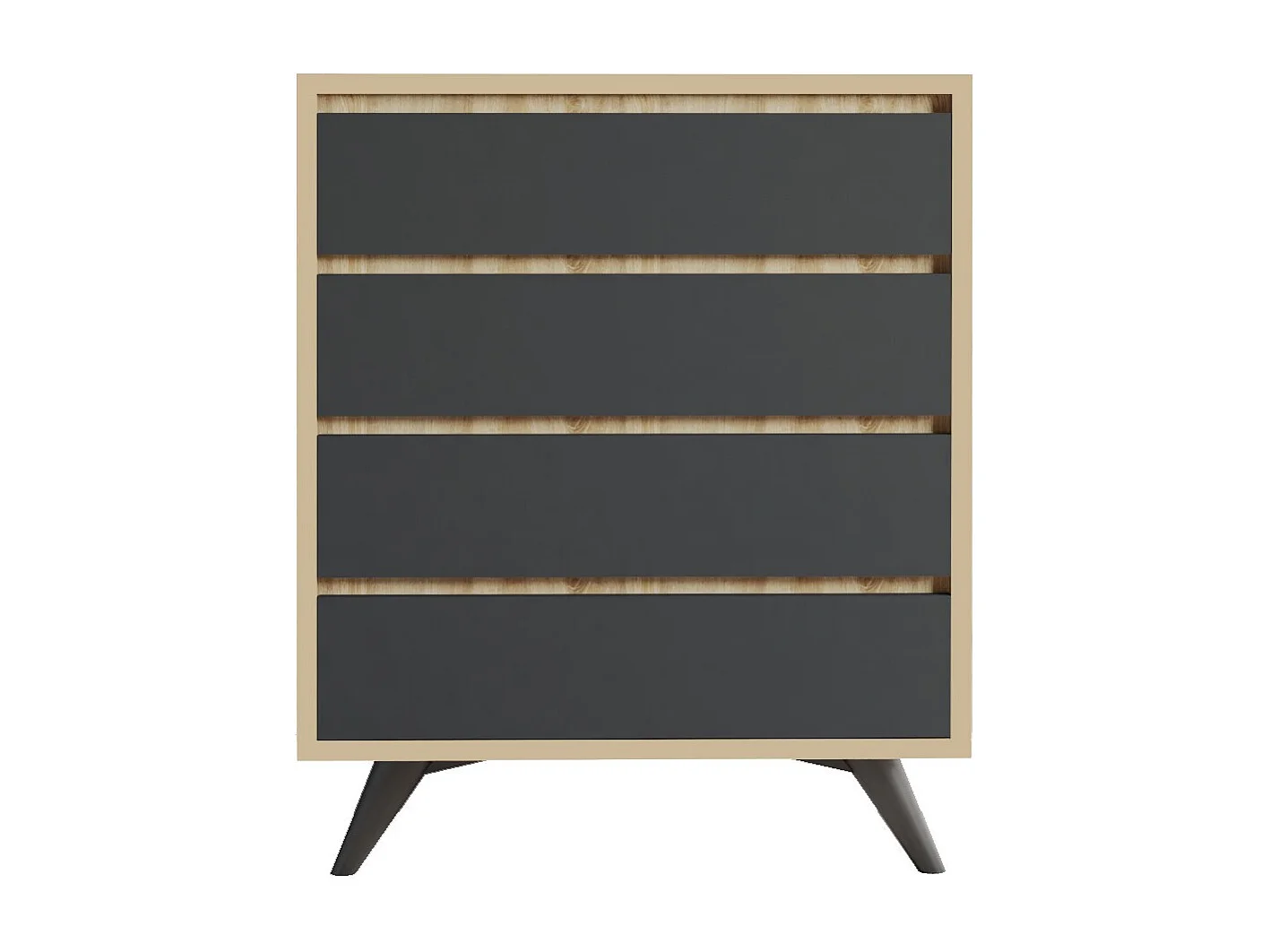 Kommode aus Holz Suvera 4 Schubladen 70x40x86 cm Braun und Anthrazitgrau Modernes Design