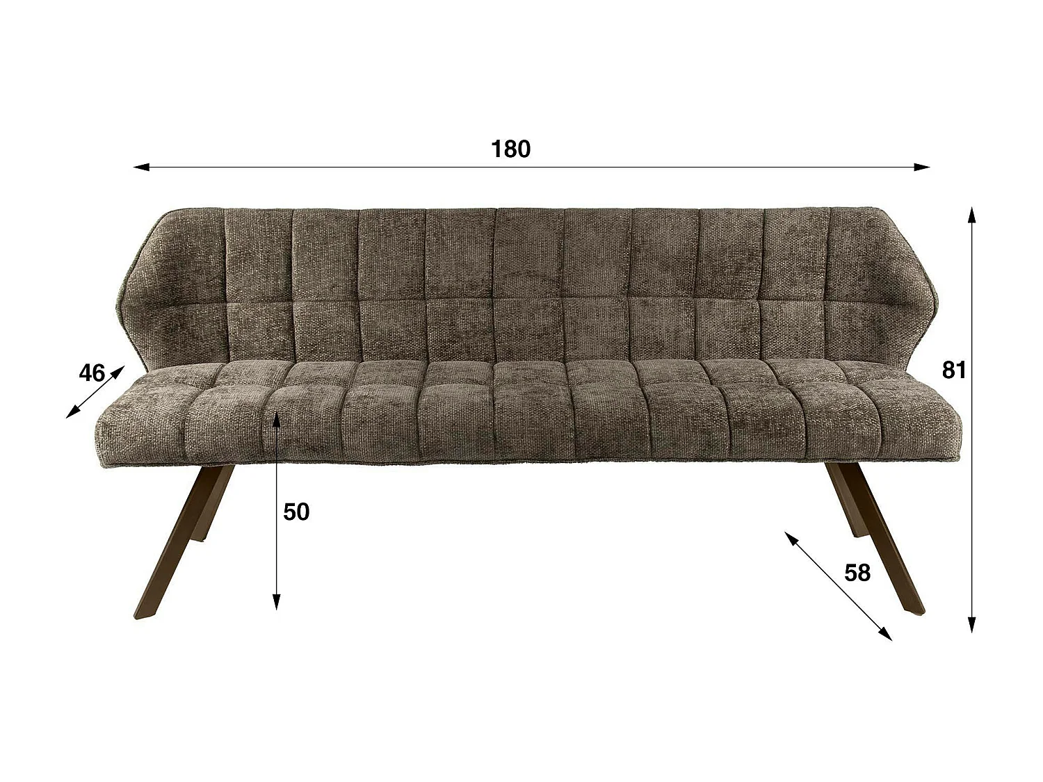 Banc de table taupe pieds bronze 180 cm MELBOURNE