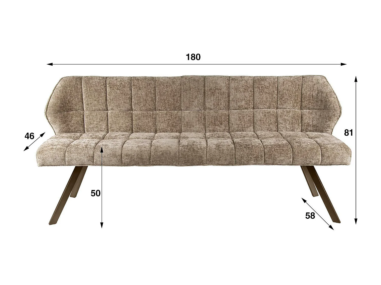 Banc de table brun chaud pieds bronze 180 cm MELBOURNE